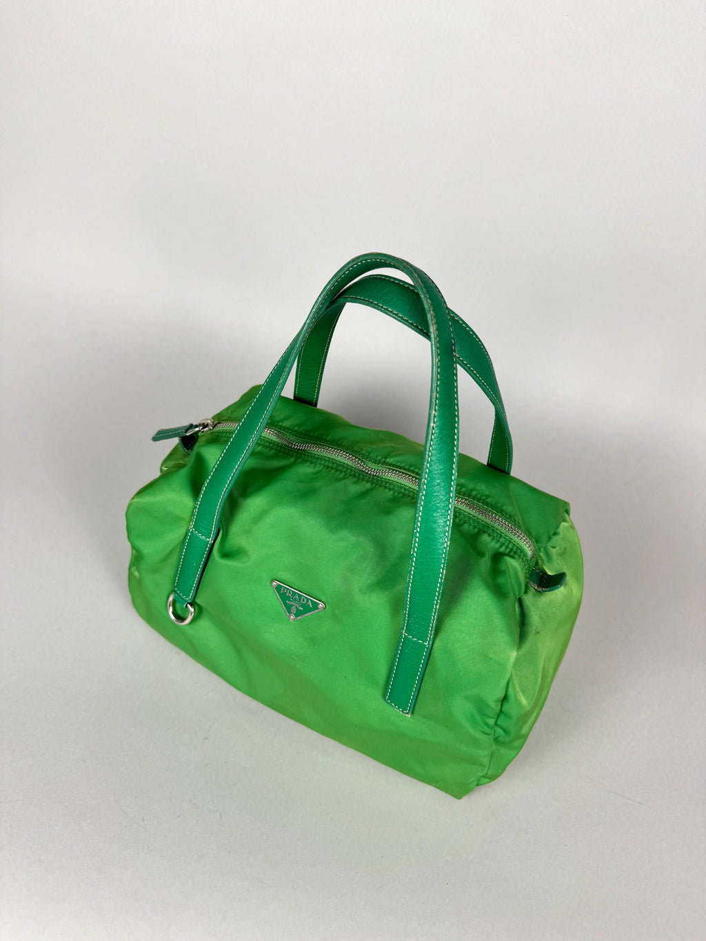 Prada Green Nylon and Leather Bauletto