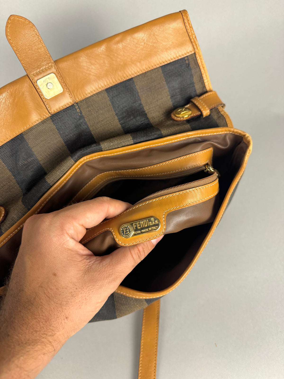 Fendi Pequim Stripe Envelope Crossbody
