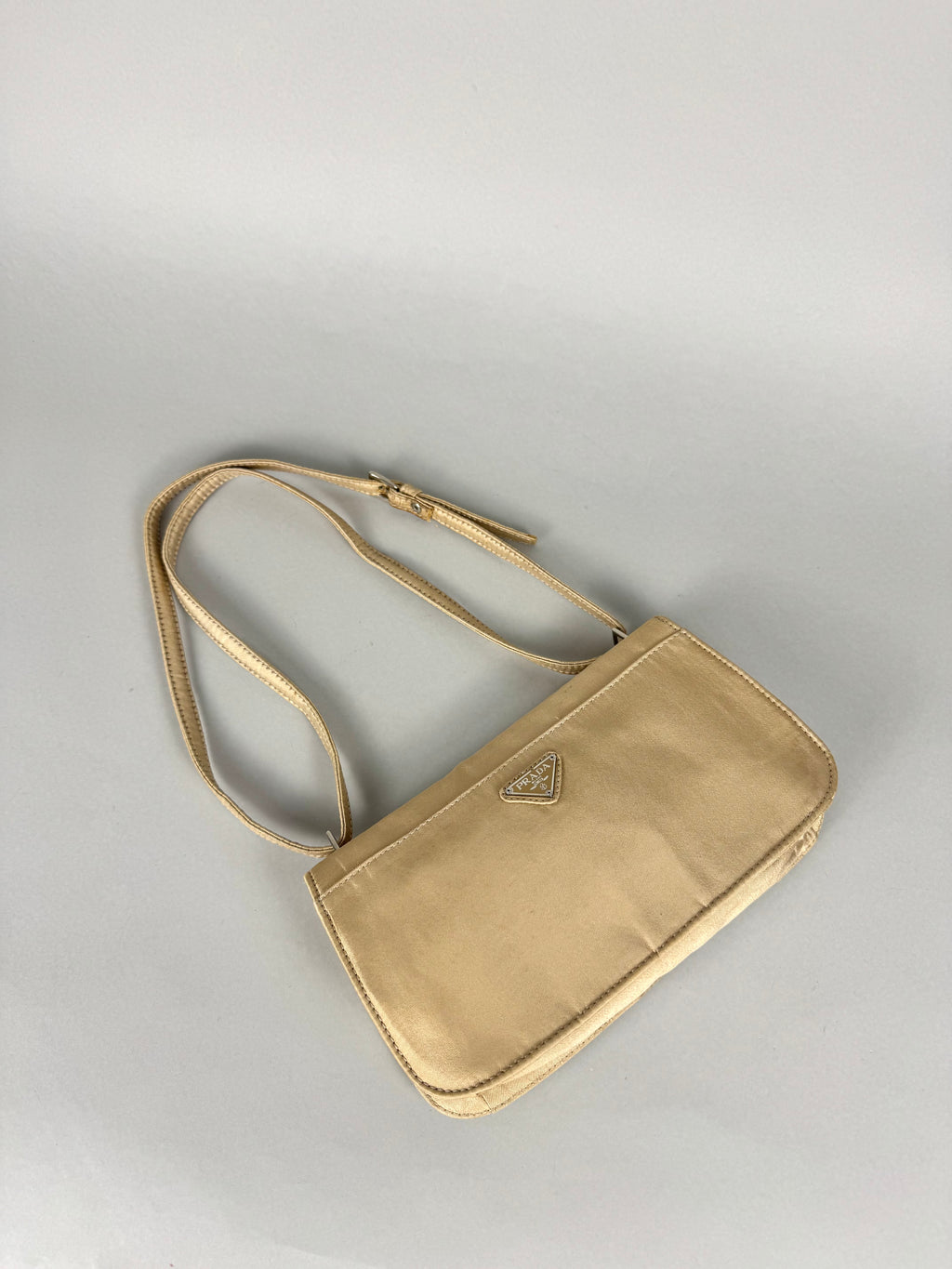 Prada Satin 2way Pochette Beige