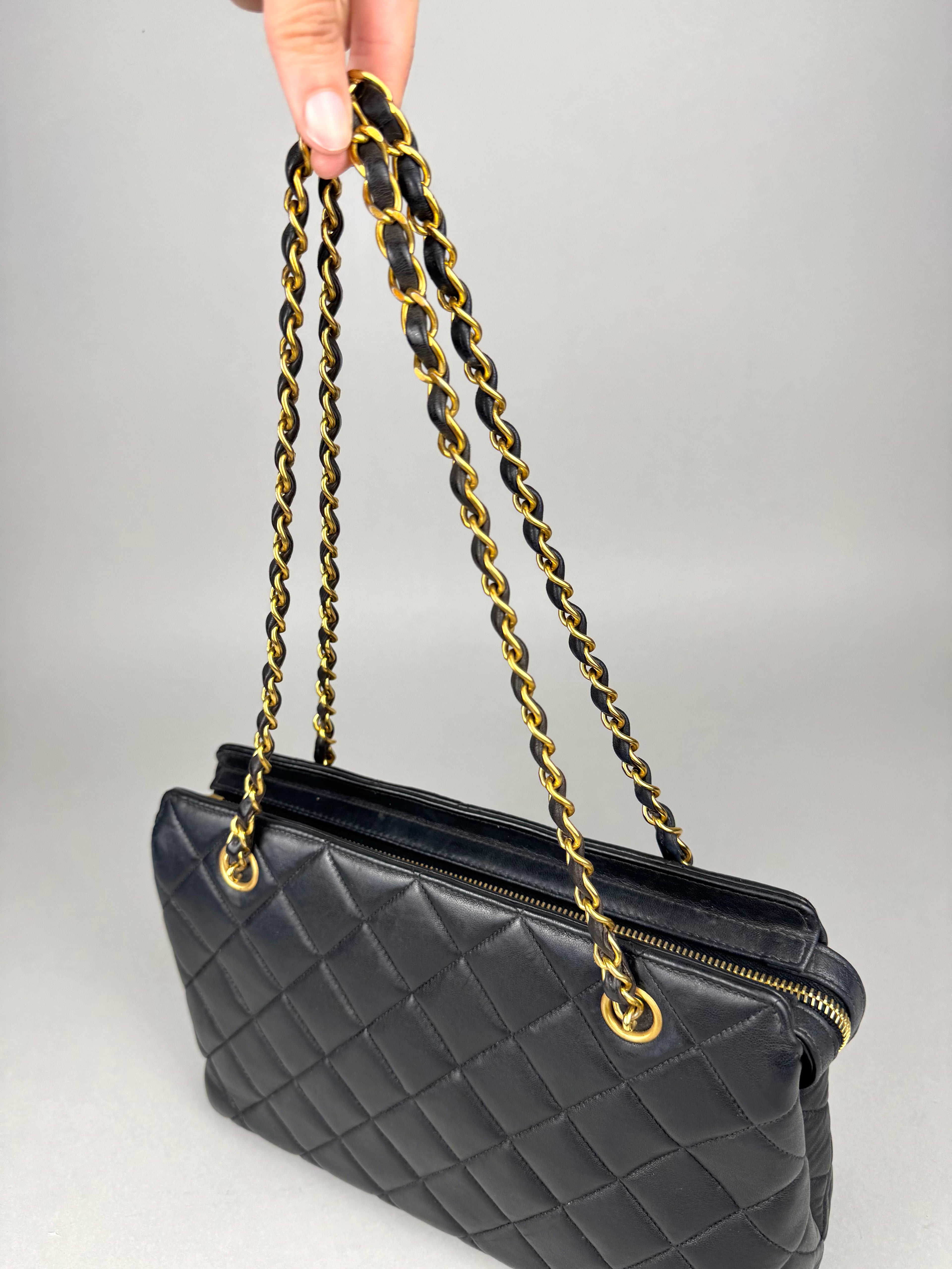 Chanel Matelasse Chain Lambskin Black Leather No. 4 Shoulder