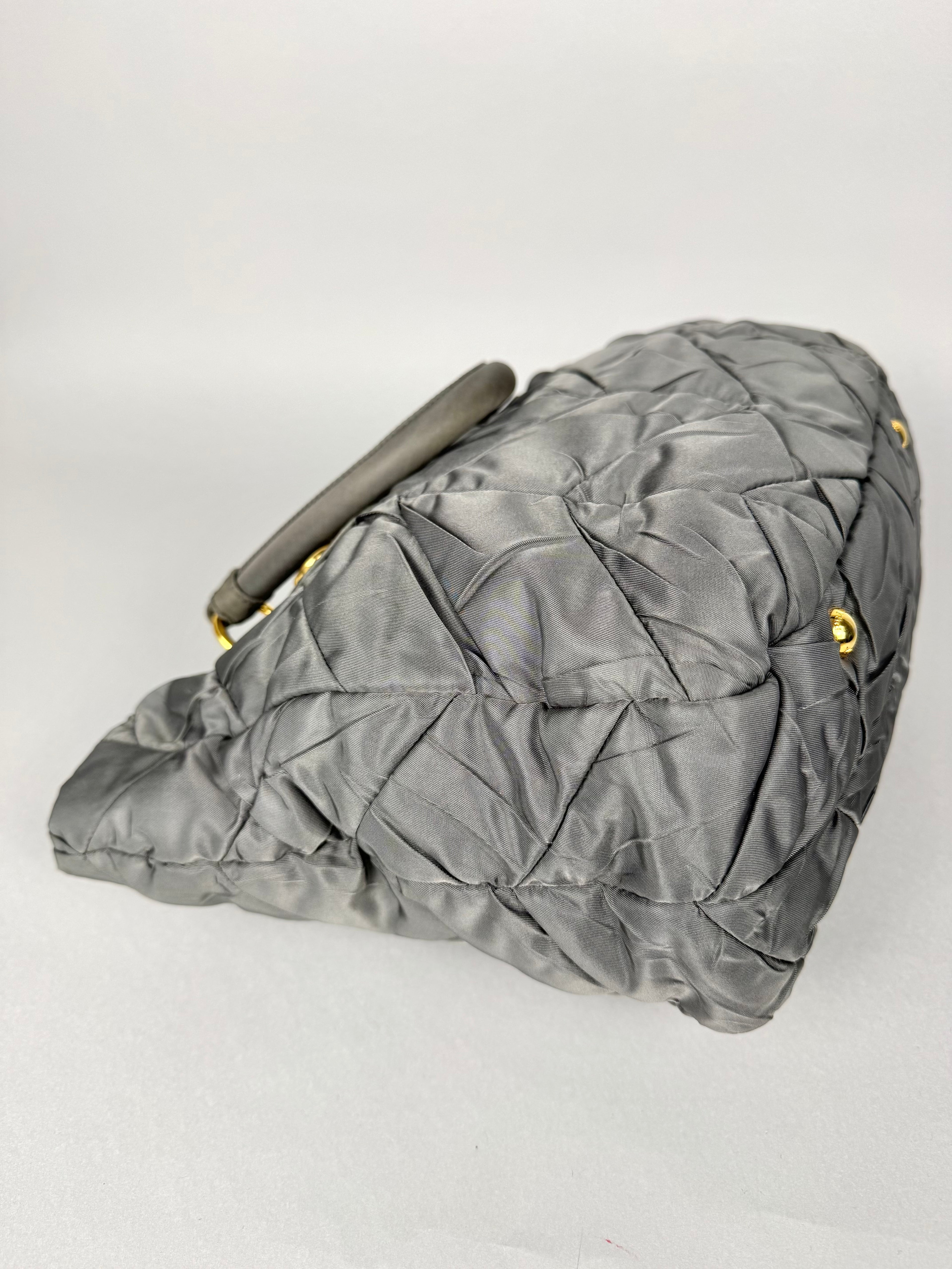 Prada Tessuto Chevron Nylon Tote Grey