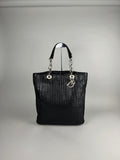Christian Dior Black Woven Lambskin Leather Lady Dior Tote