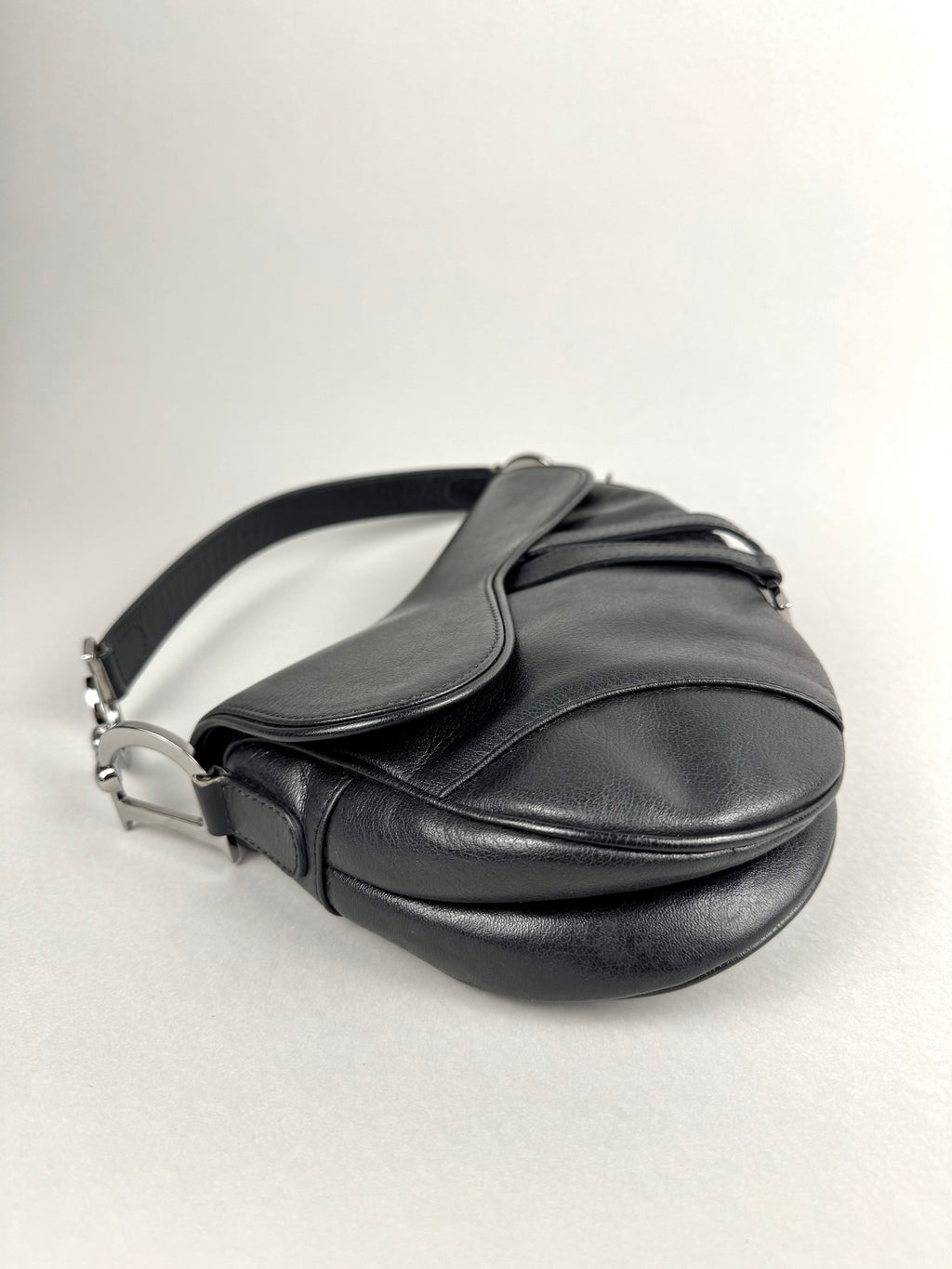 Christian Dior Black Leather Saddle Bag