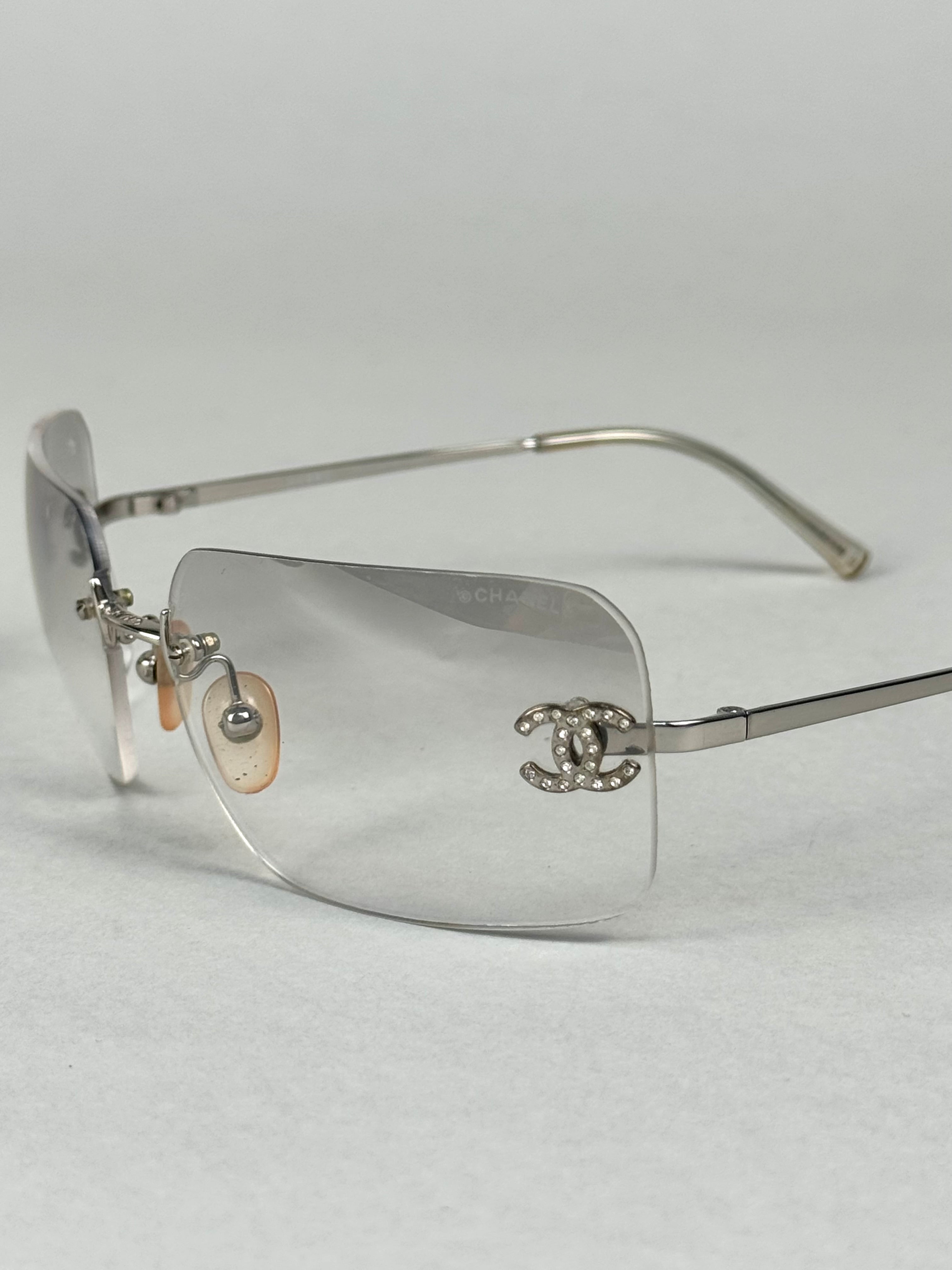 Chanel Crystal Logo Transparent Sunglasses
