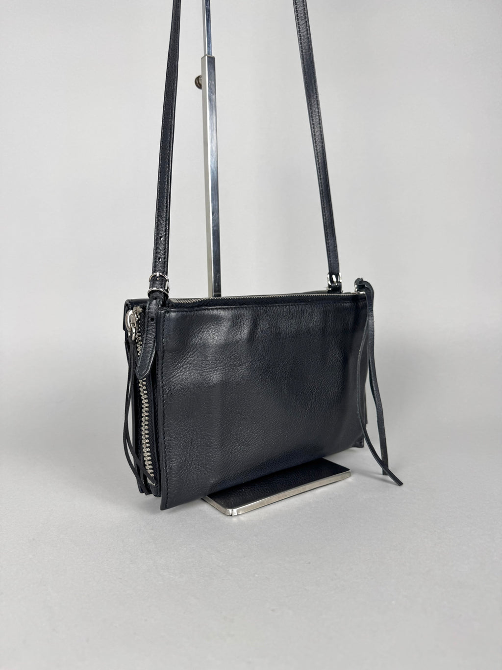 Balenciaga Black Calfskin Leather Papier Zip-Around Triple Bag