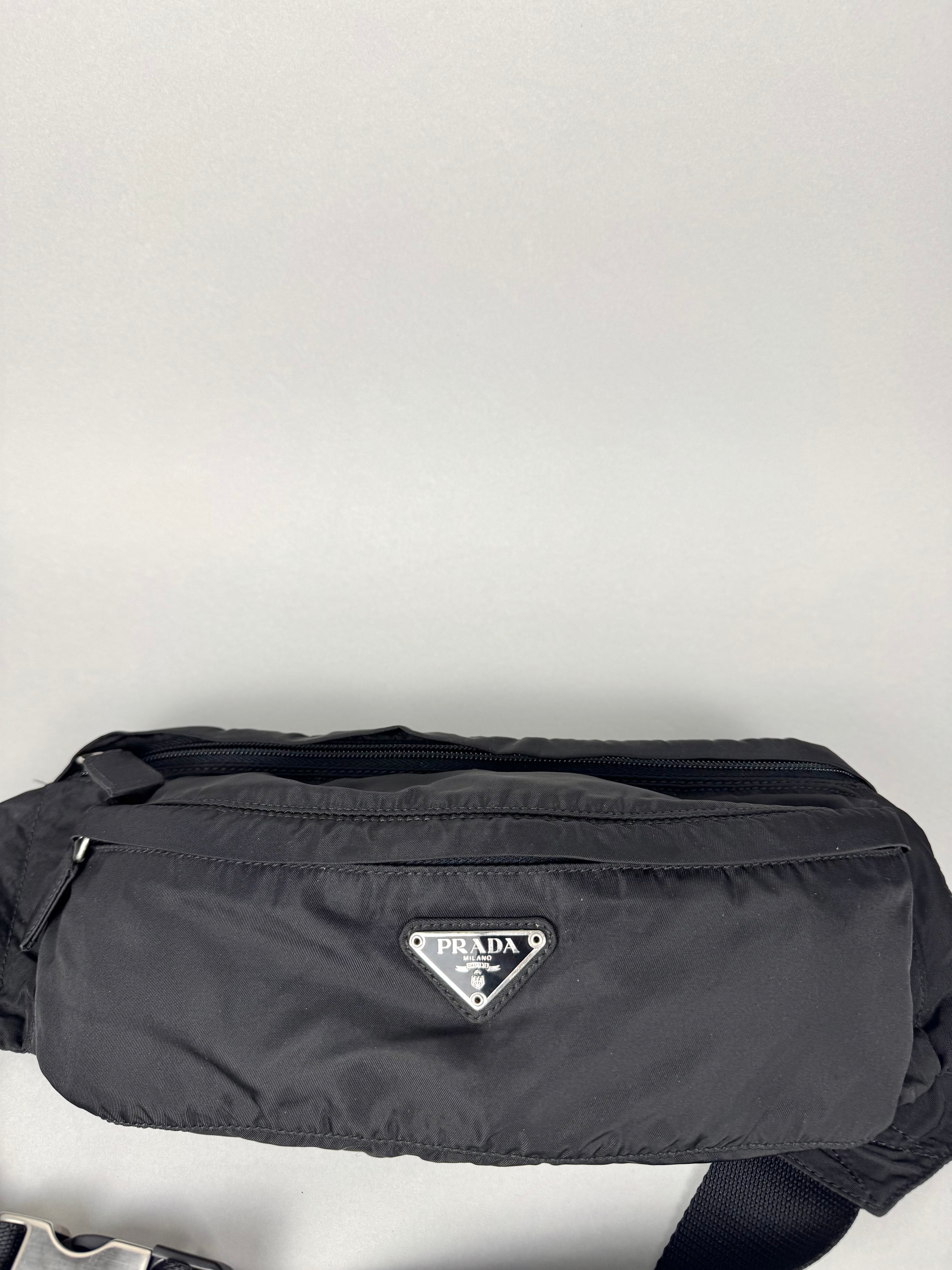 Prada Tessuto Black Nylon Pochete Belt Sling
