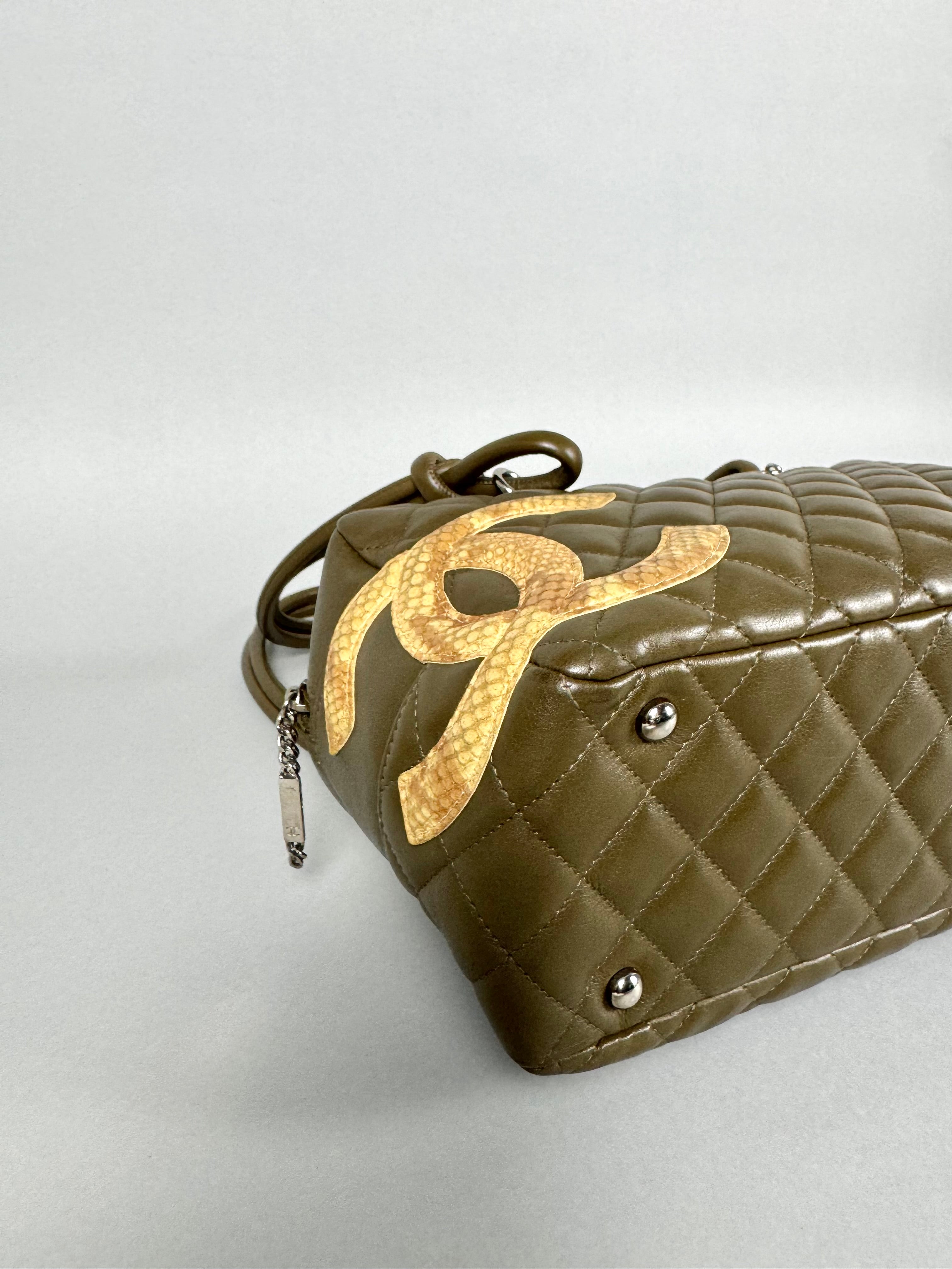 Chanel Ligne Cambon Leather Bowler Bag in Python