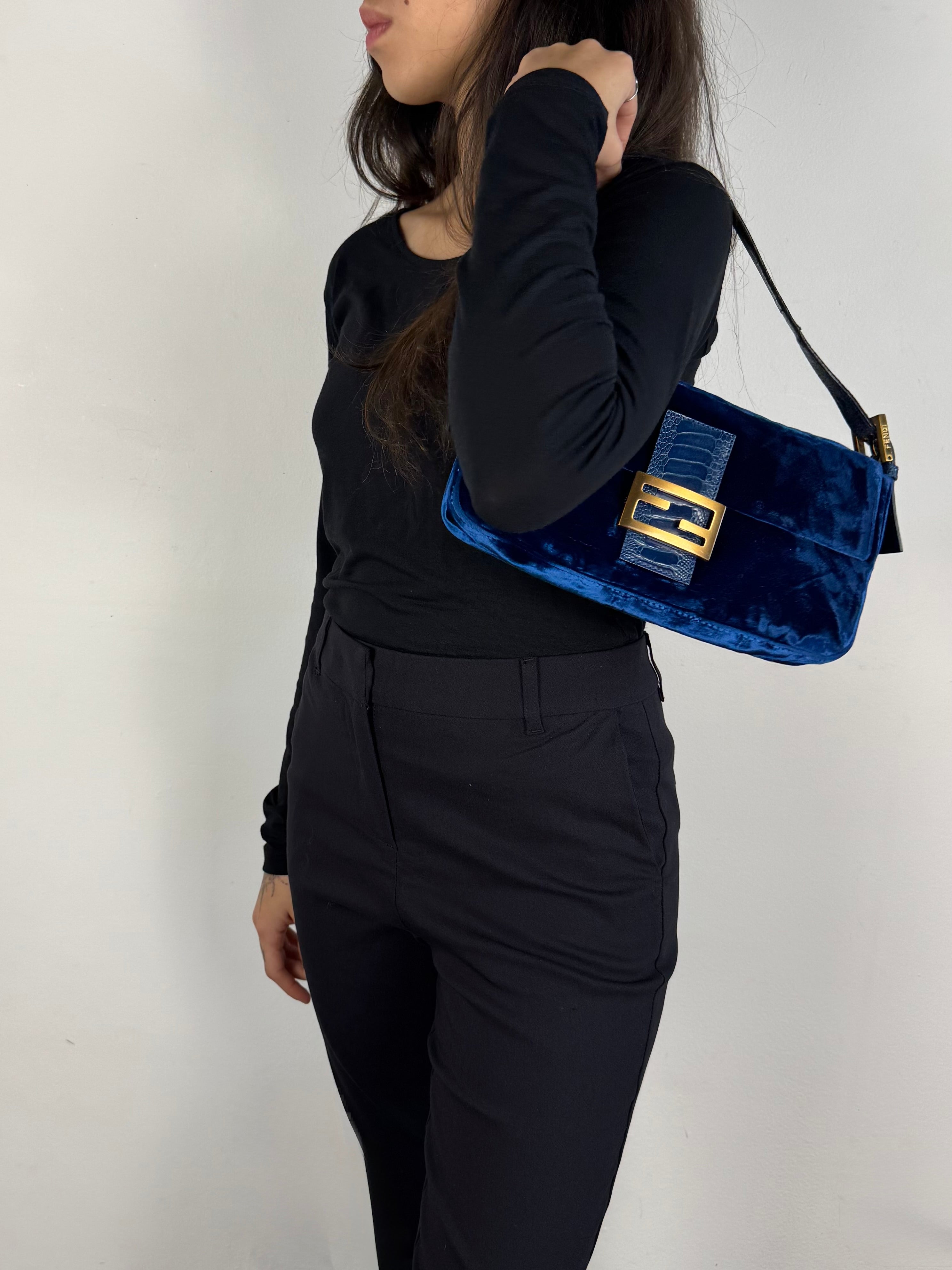 Fendi Baguette Blue Velvet