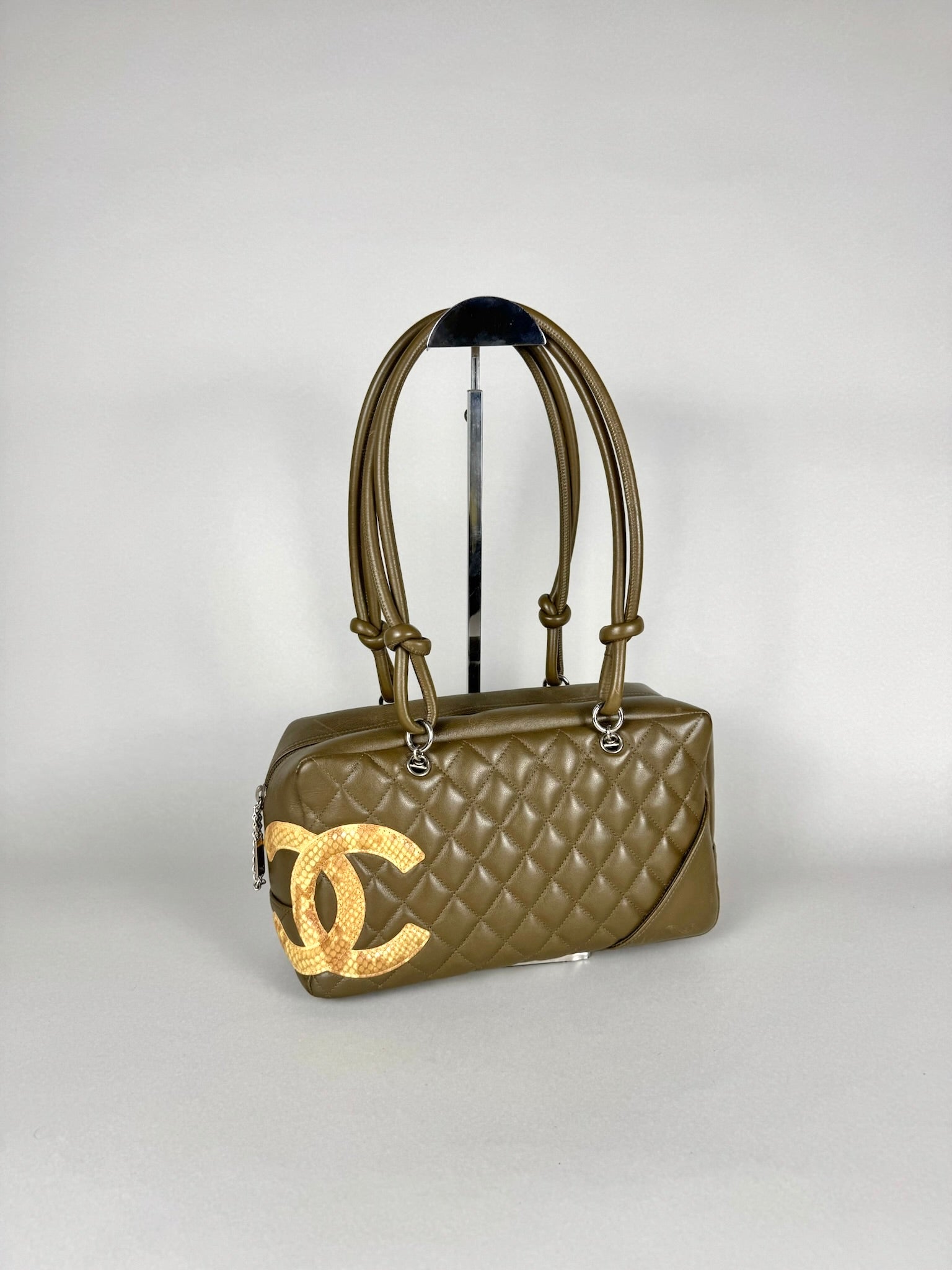 Chanel Ligne Cambon Leather Bowler Bag in Python