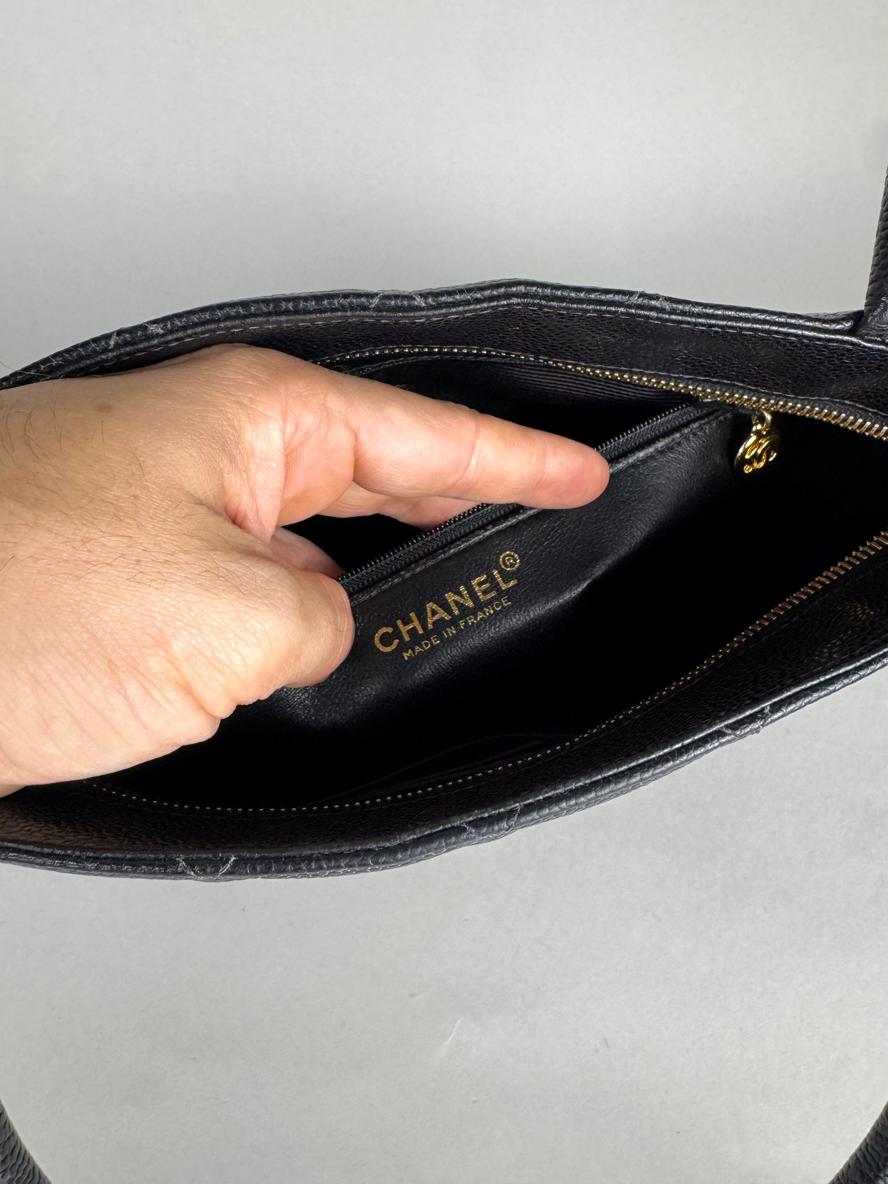 Chanel Medallion Black Leather Caviar Tote