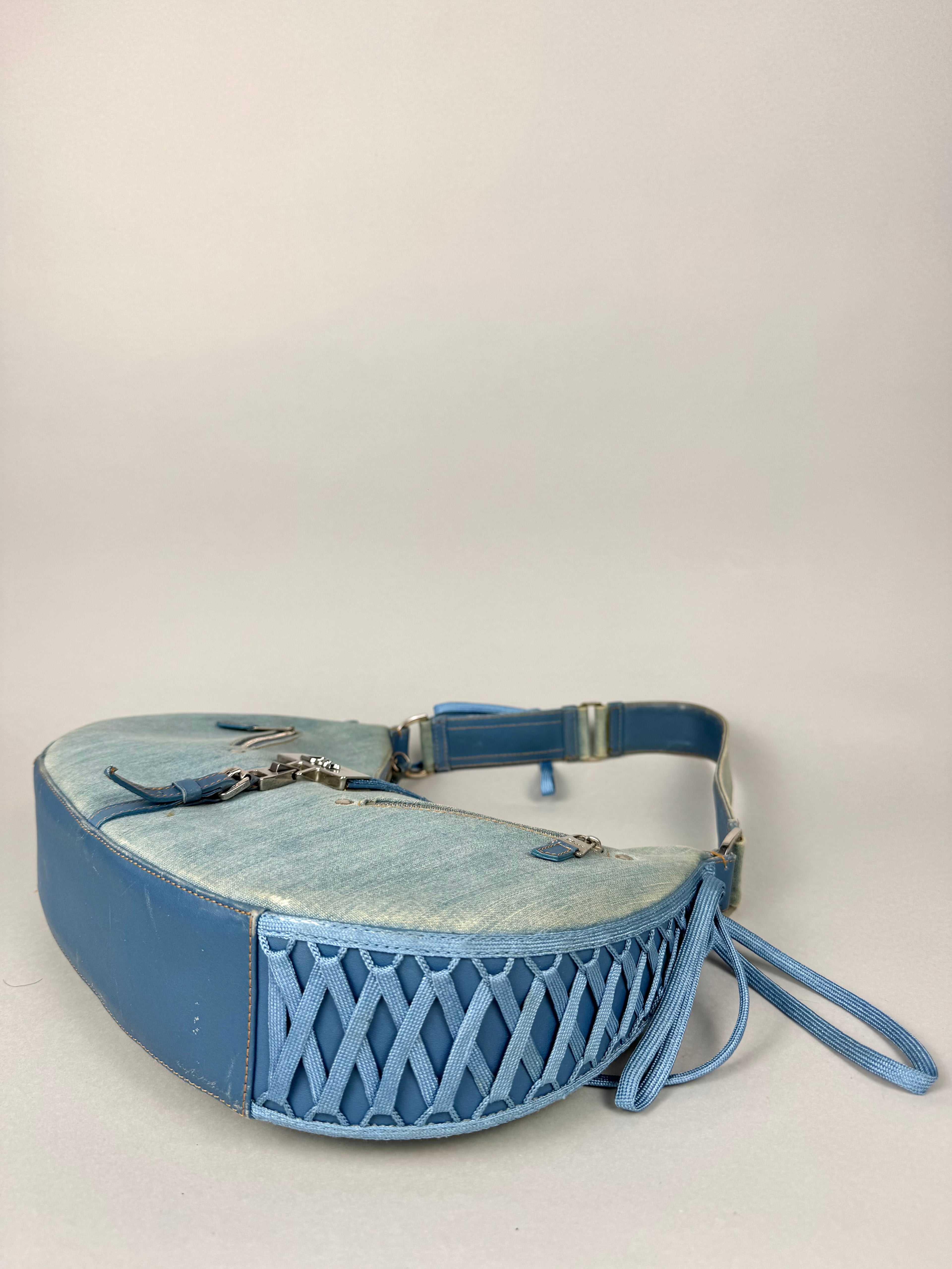 Christian Dior Denim Admit It Lace Up Corset Blue