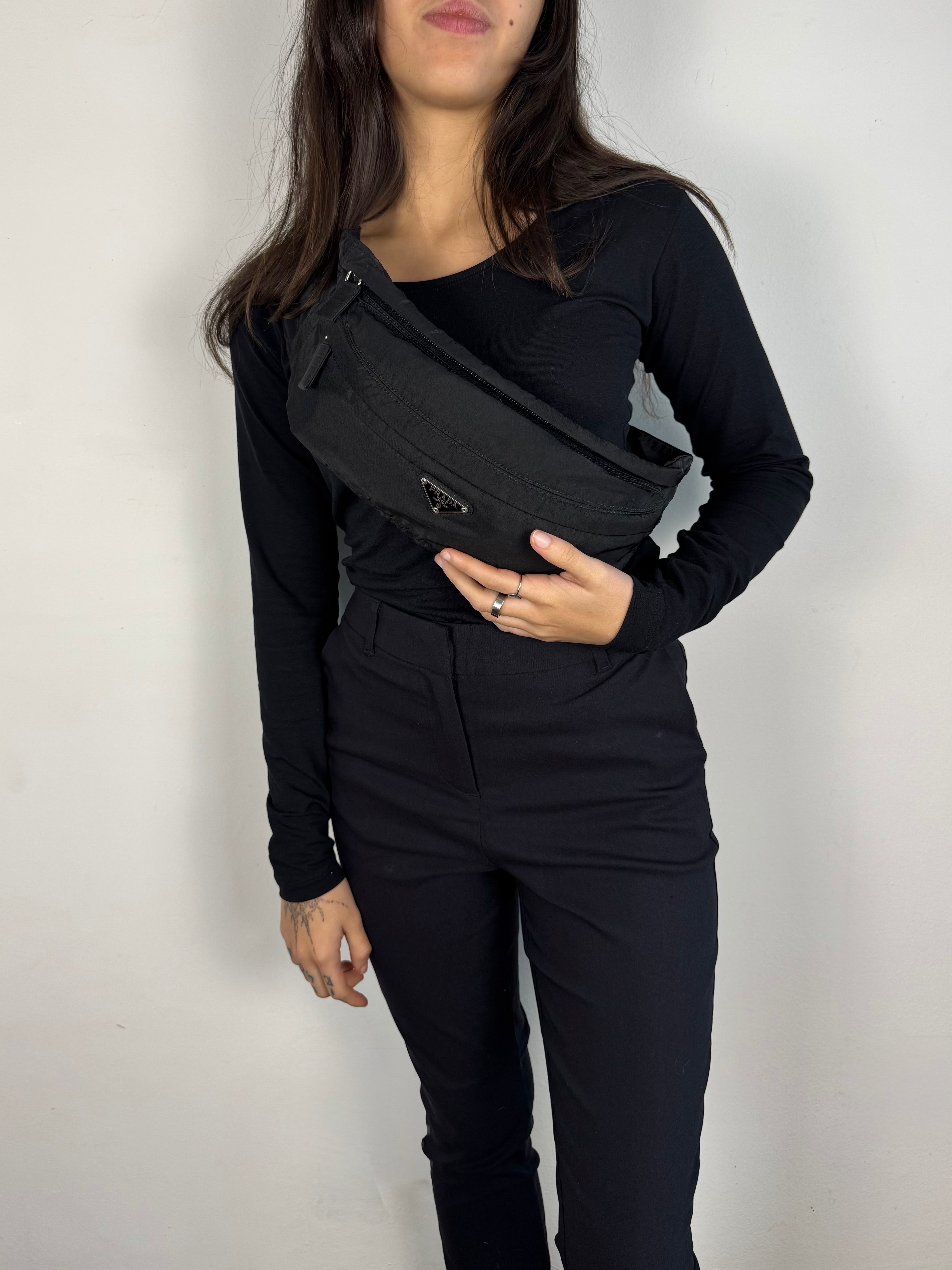 Prada Tessuto Black Nylon Pochete Belt Sling
