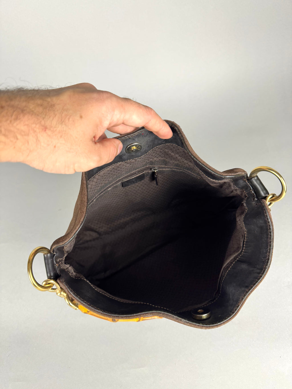 Gucci Bamboo Hobo Brown Leather Suede Small