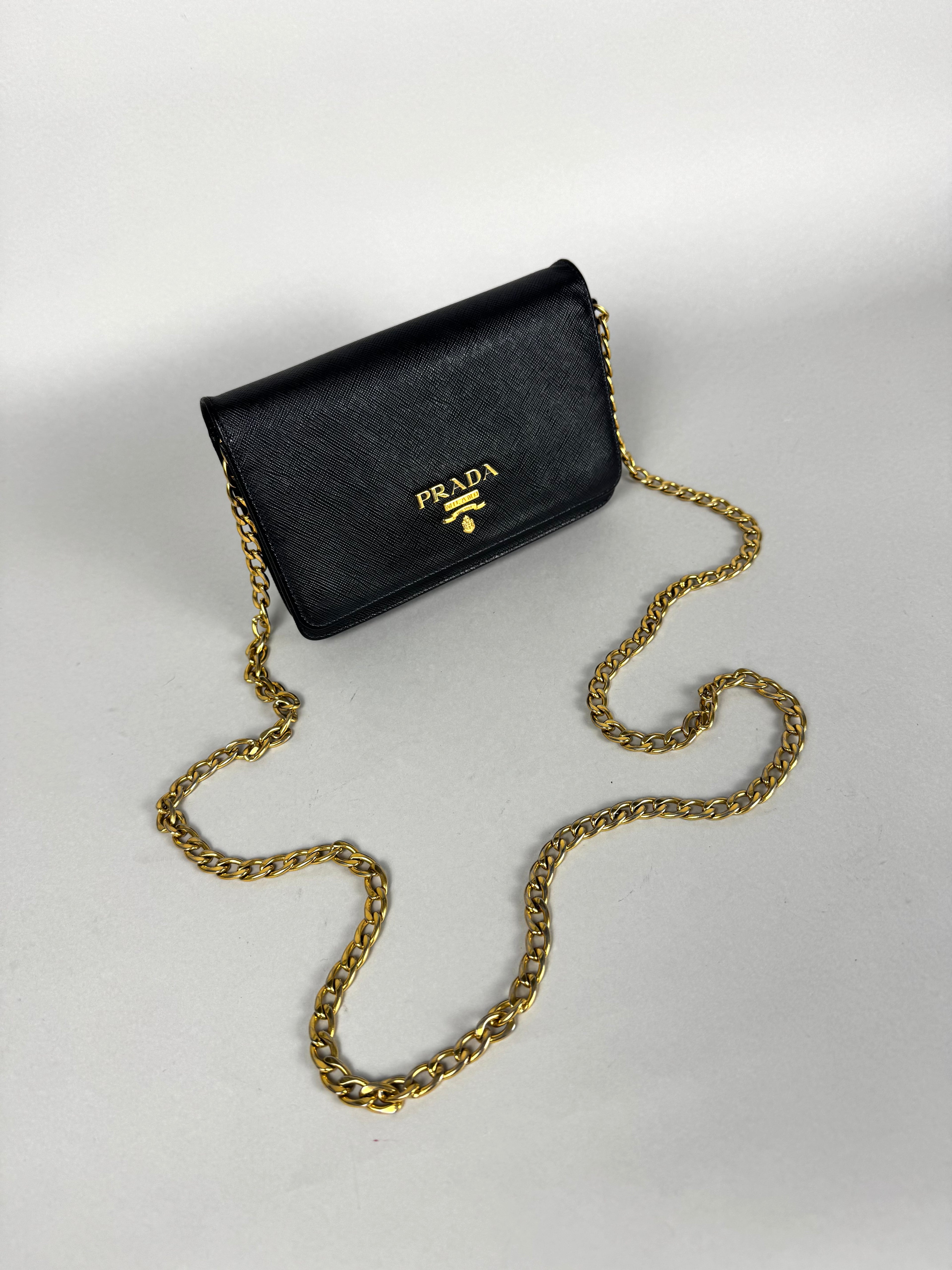 Prada Saffiano Chain Leather Black
