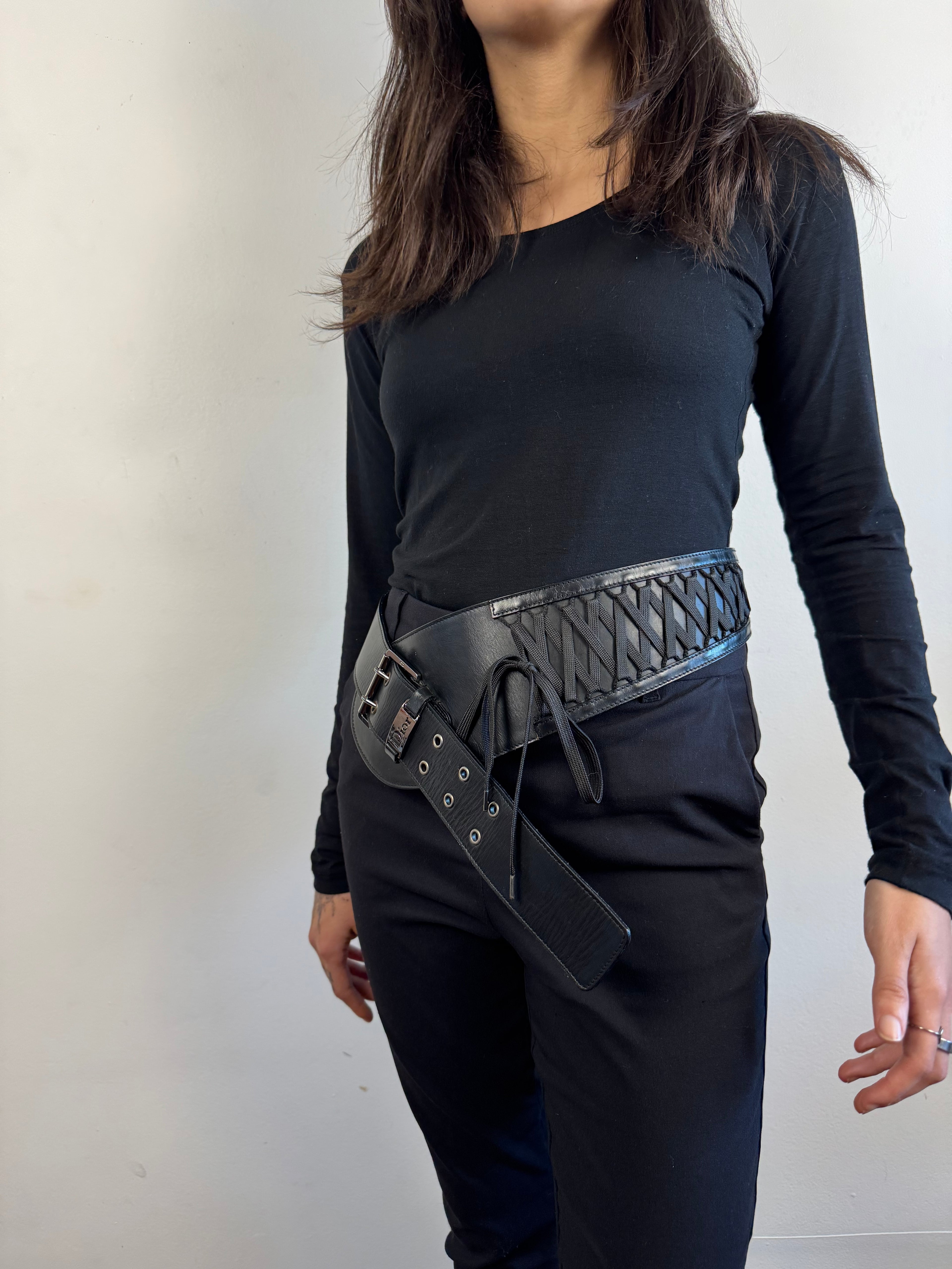 Christian Dior Admit it Corset Black Leather Belt
