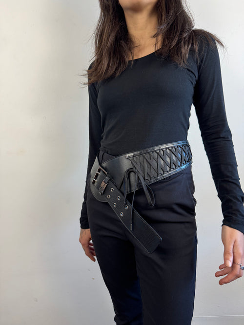 Christian Dior Admit it Corset Black Leather Belt