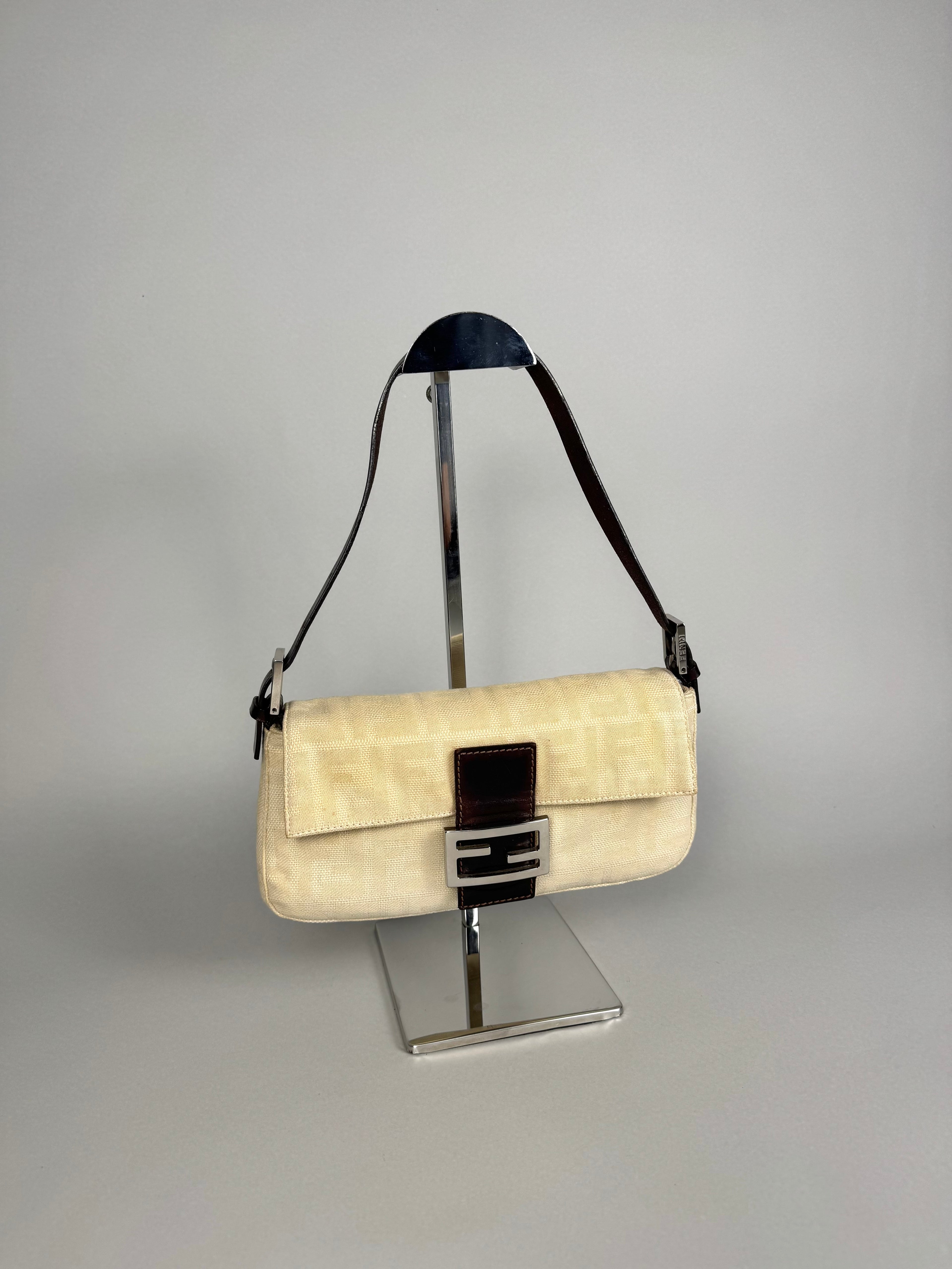 Fendi Monogram Baguette Linen Beige