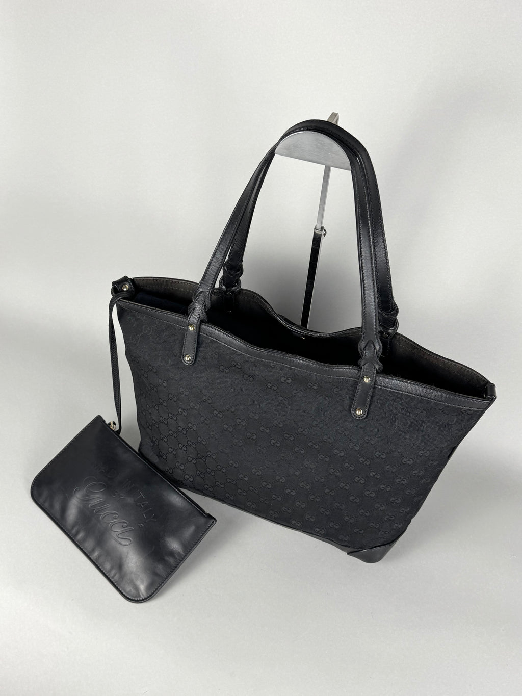 Gucci Monogram Black Tote with Pouch