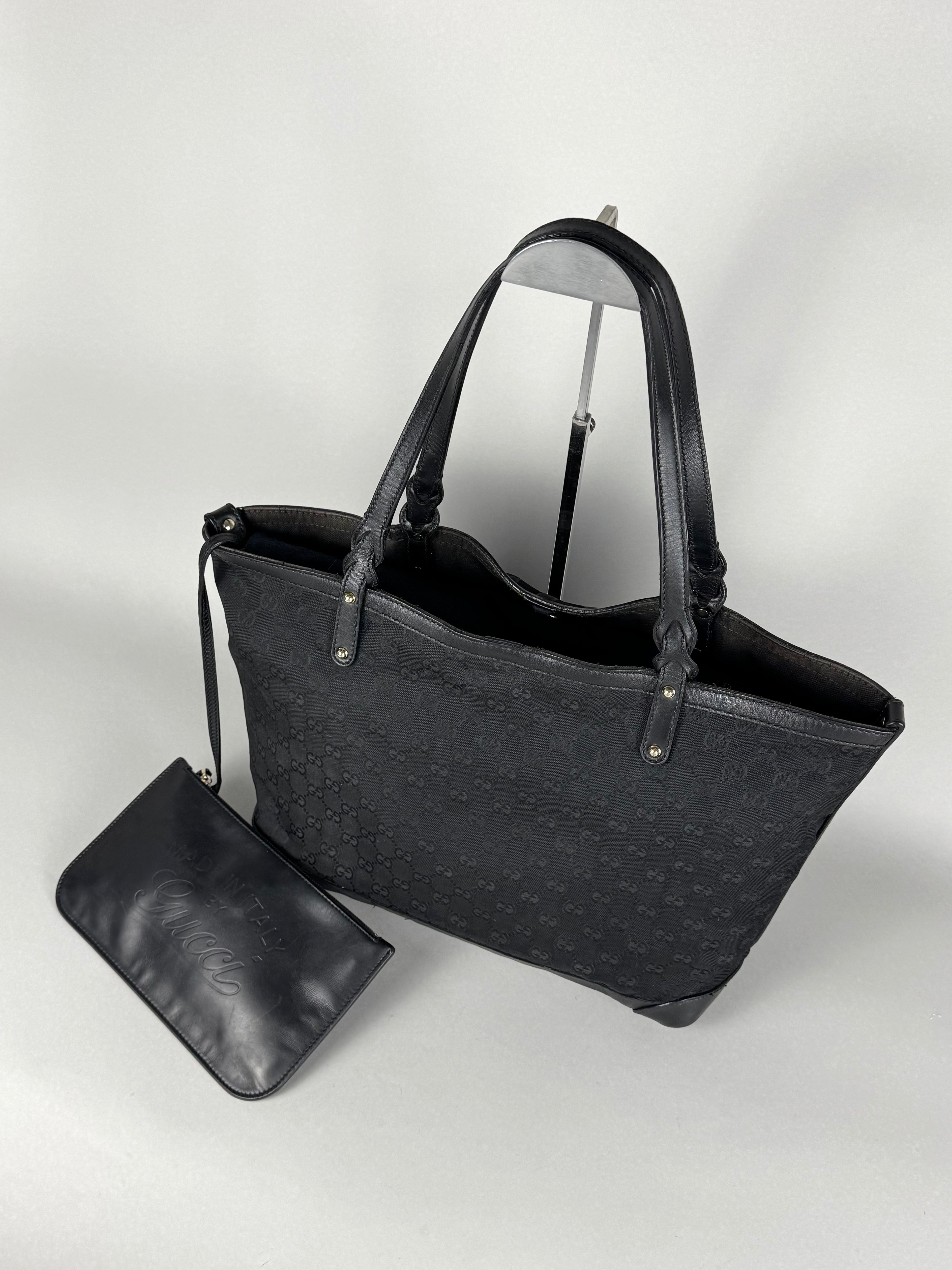 Gucci Monogram Black Tote with Pouch