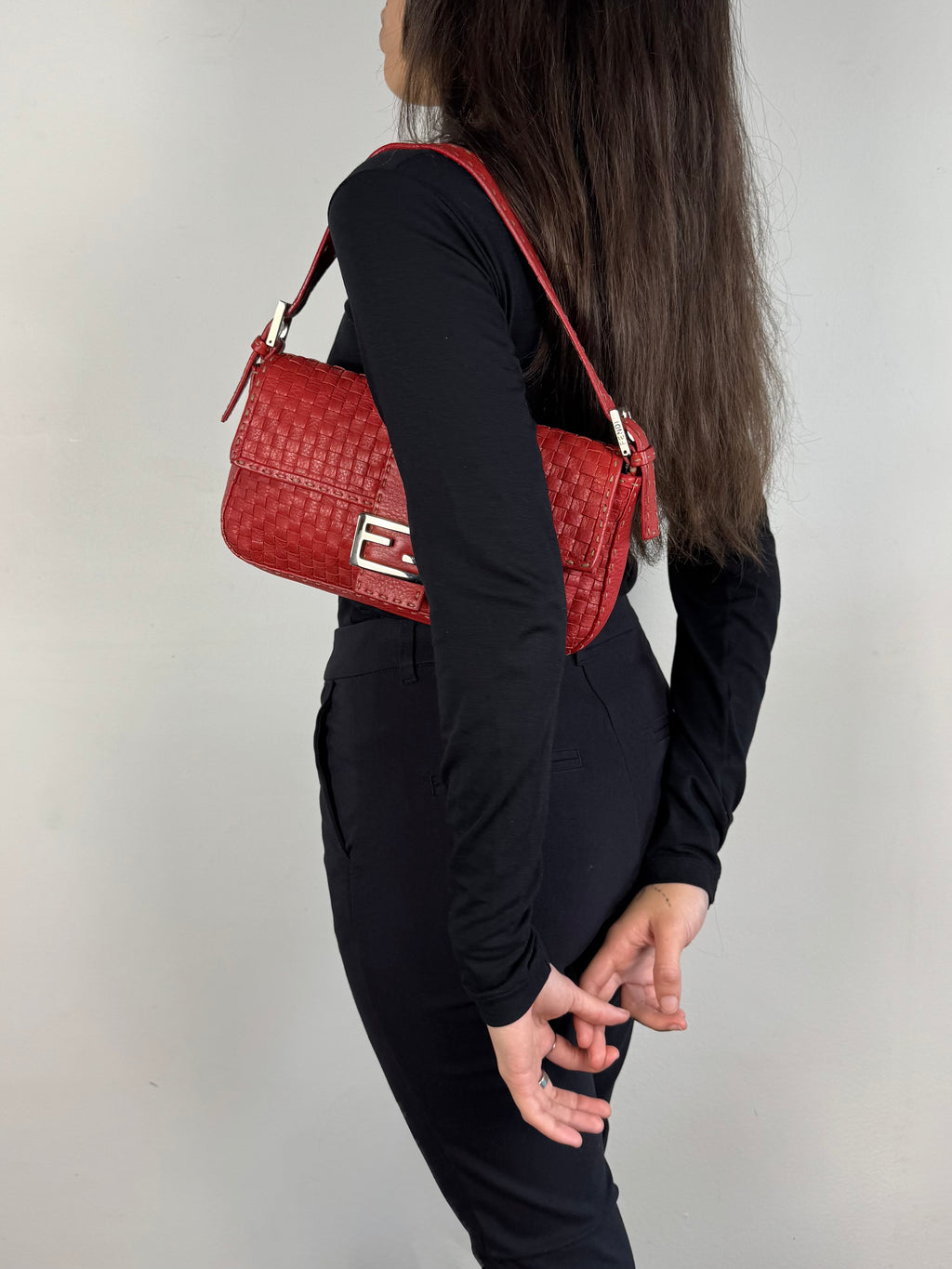 Fendi Baguette Leather Red