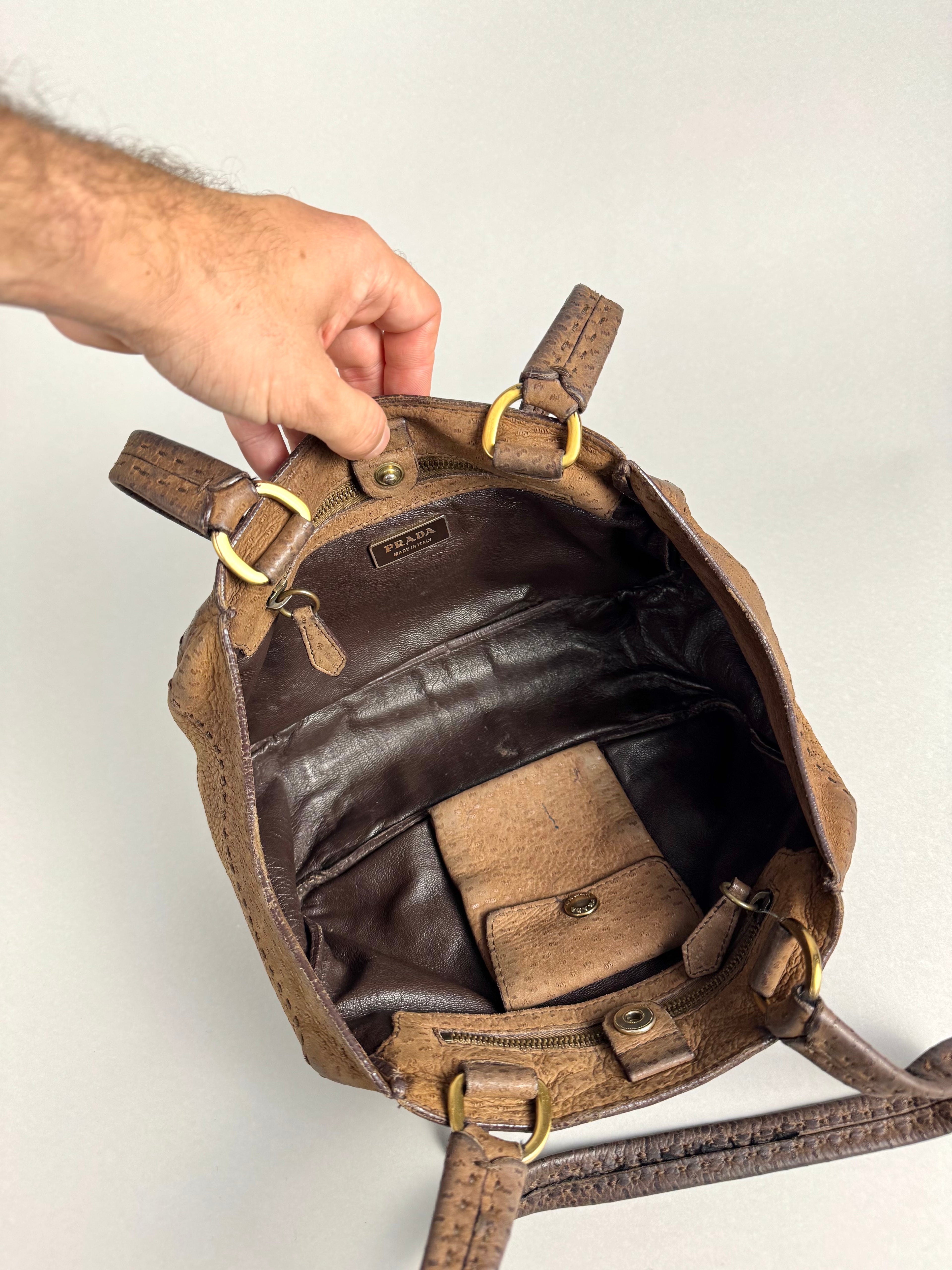 Prada Tessuto Cervo Lux Leather Brown