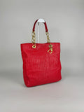 Christian Dior Red Woven Lambskin Leather Lady Dior Tote