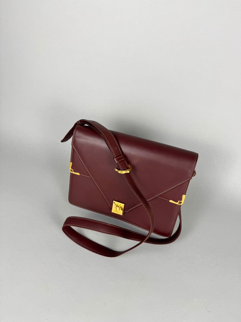 Cartier Classic Calfskin Leather Burgundy Envelope Double Flap
