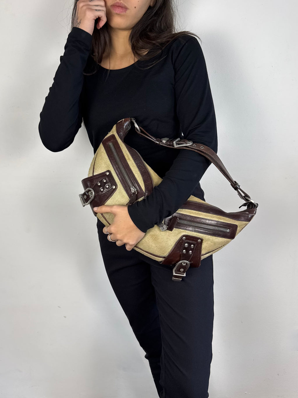 Versace Half Moon Biker Hobo