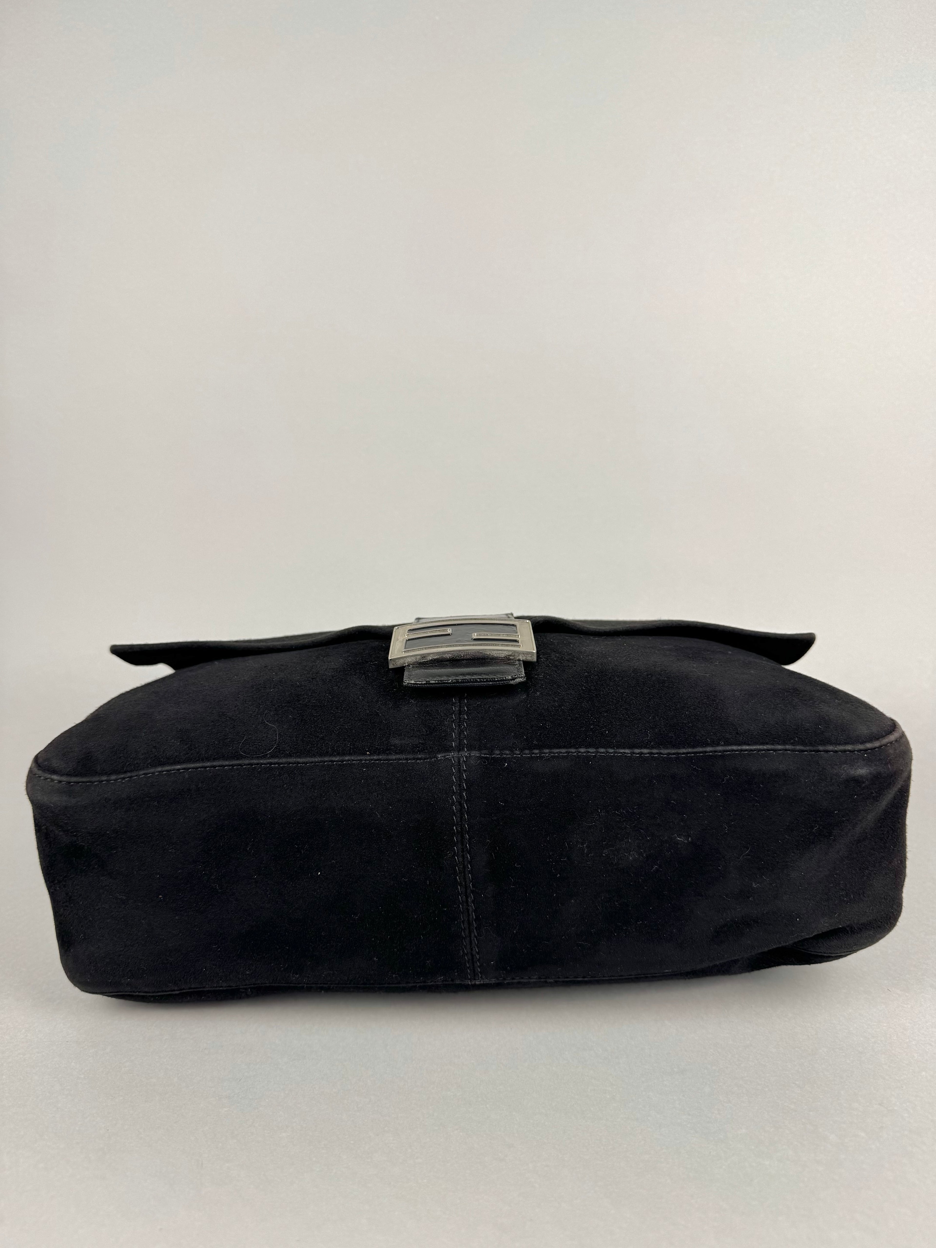 Fendi Mamma Baguette Black Suede Leather