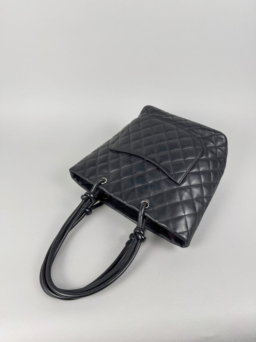 Chanel Cambon Calfskin Black Leather Quilted Medium Tote
