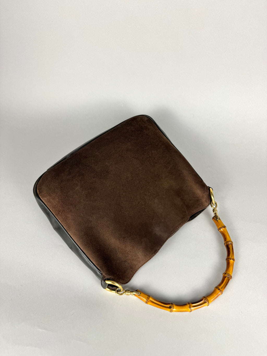 Gucci Bamboo Hobo Brown Leather Suede Small