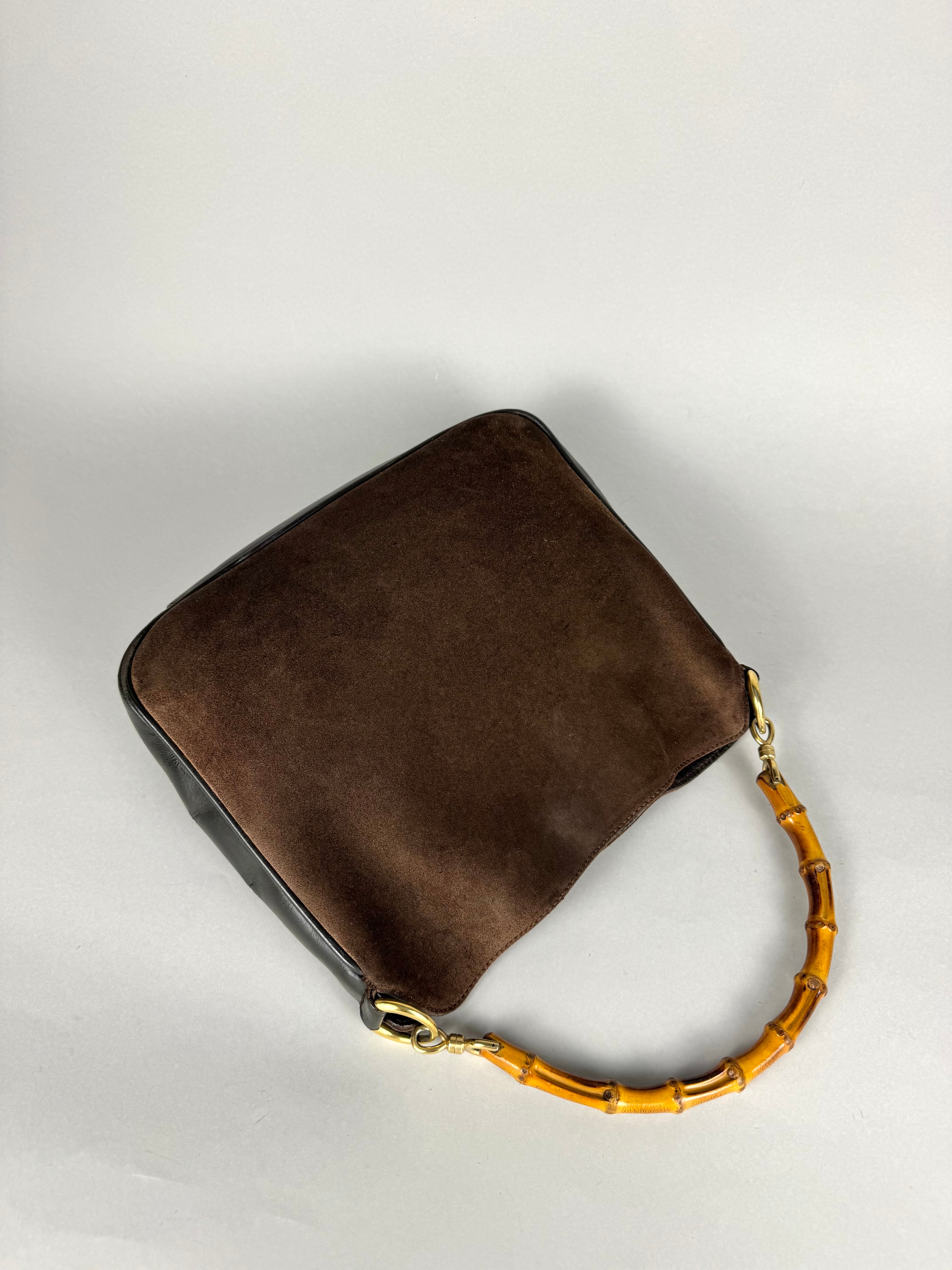 Gucci Bamboo Hobo Brown Leather Suede Small