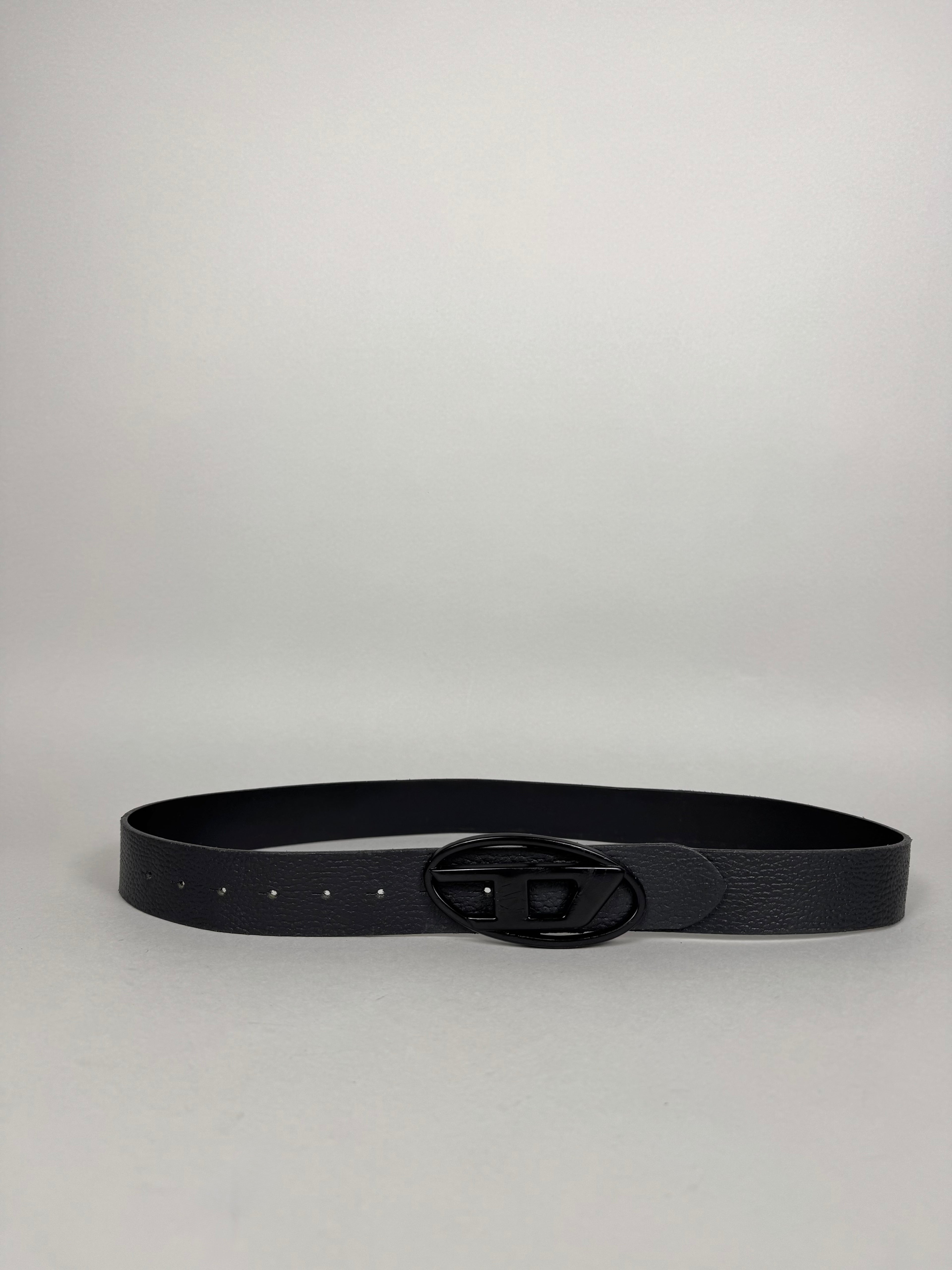 Diesel D Buckle Black Leather Belt