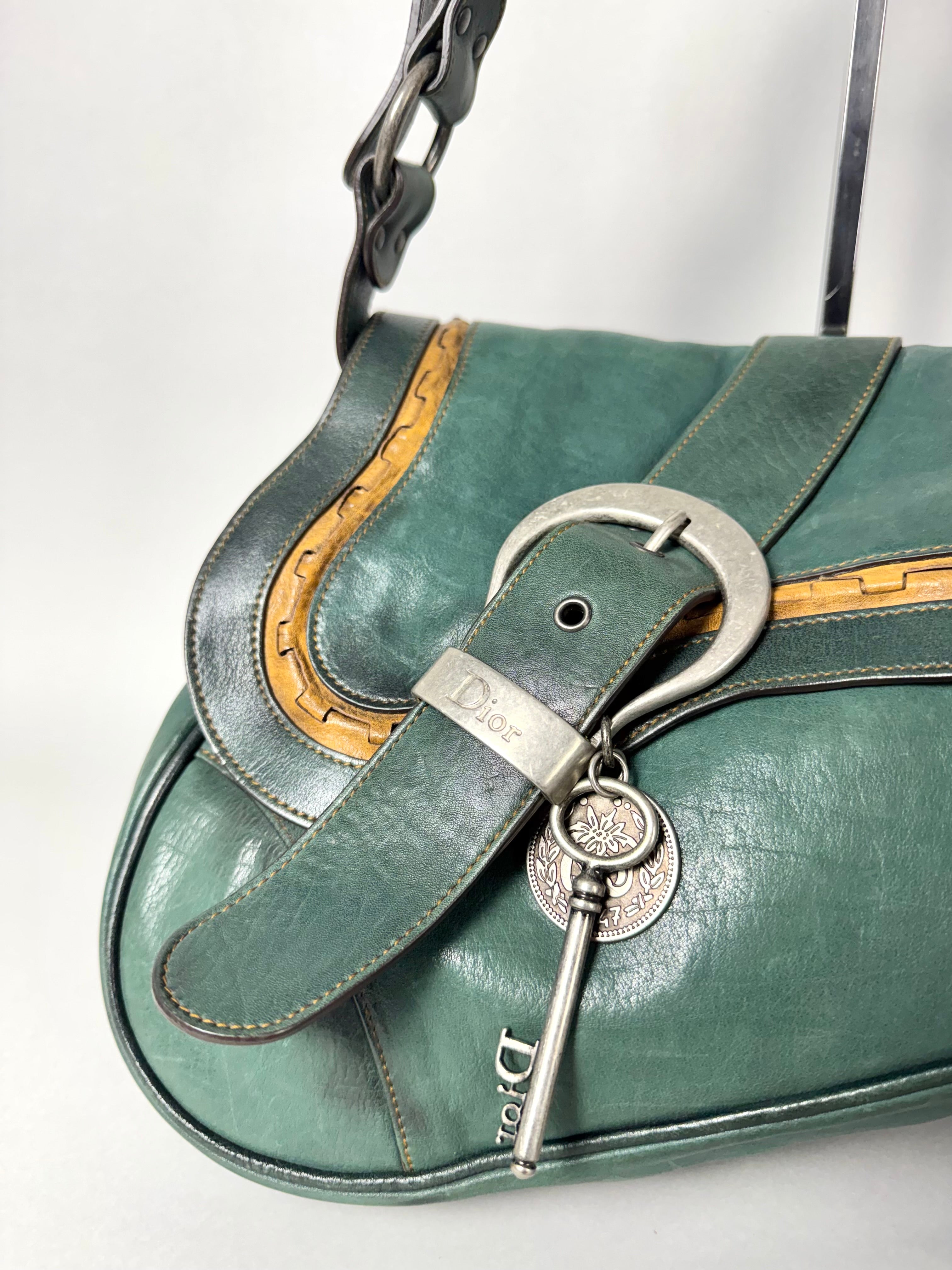 Christian Dior Gaucho Double Leather Green