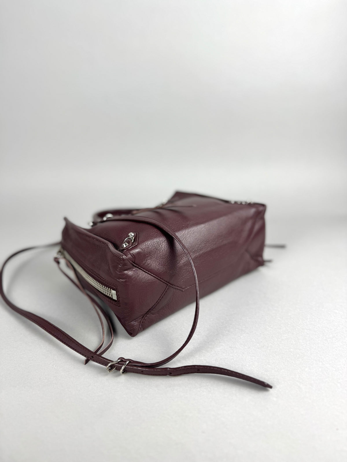 Balenciaga Burgundy Leather Papier A4 Zip Around Tote
