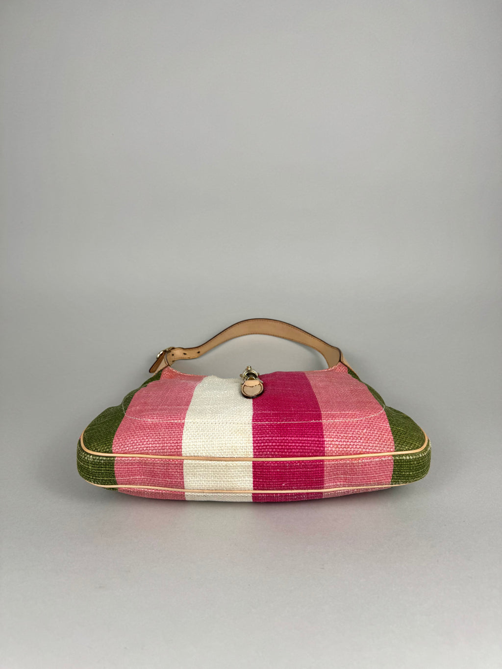 Gucci Jackie O 1961 Raffia and Leather Striped Shoulder