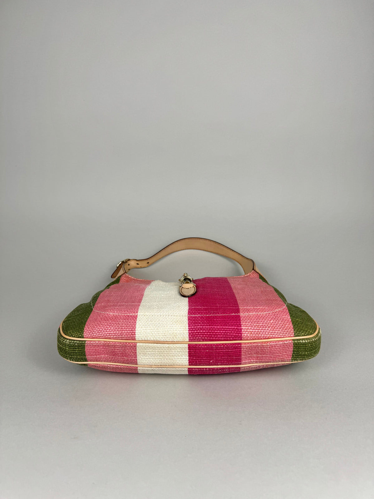 Gucci Jackie O 1961 Raffia and Leather Striped Shoulder