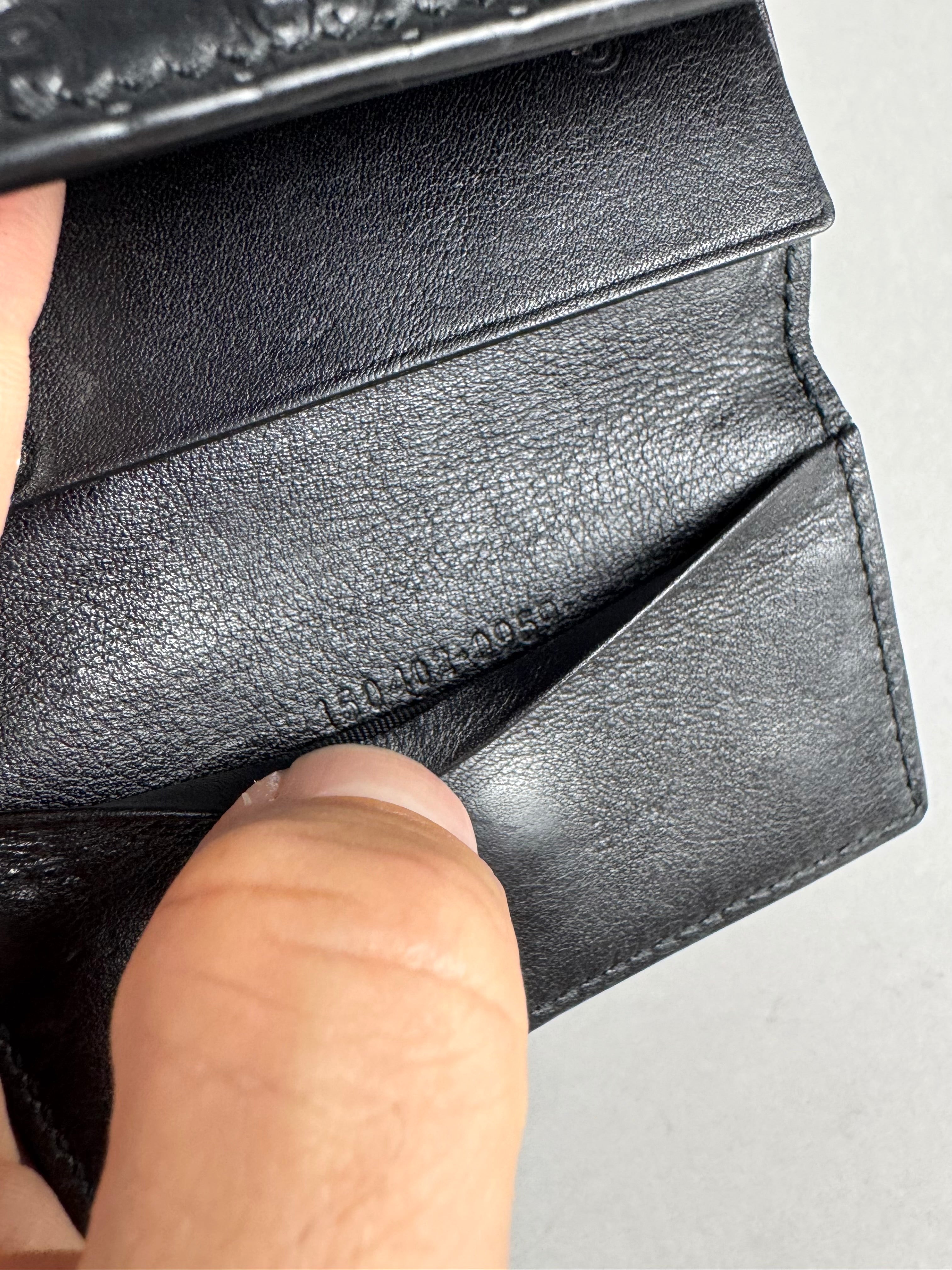 Gucci Embossed Monogram Black Leather Card/Key Holder