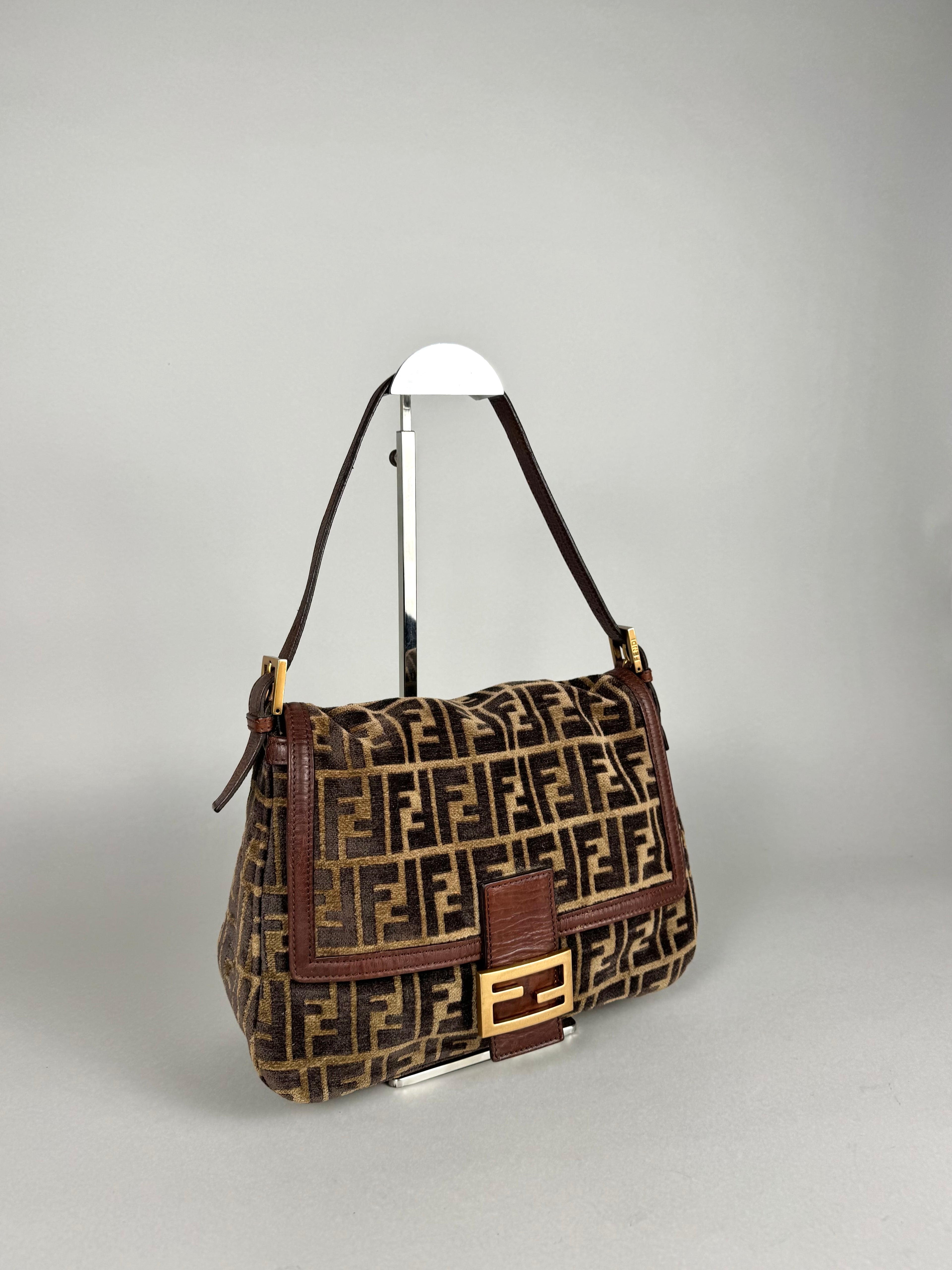 Fendi Mamma Baguette Monogram Zucca Velour