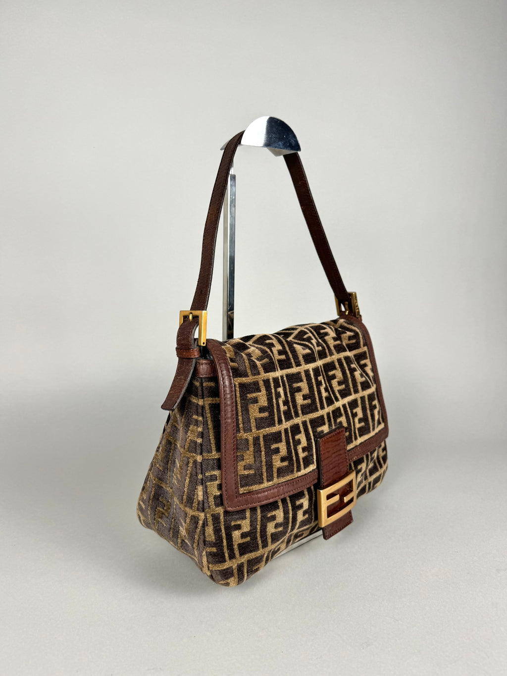 Fendi Mamma Baguette Monogram Zucca Velour