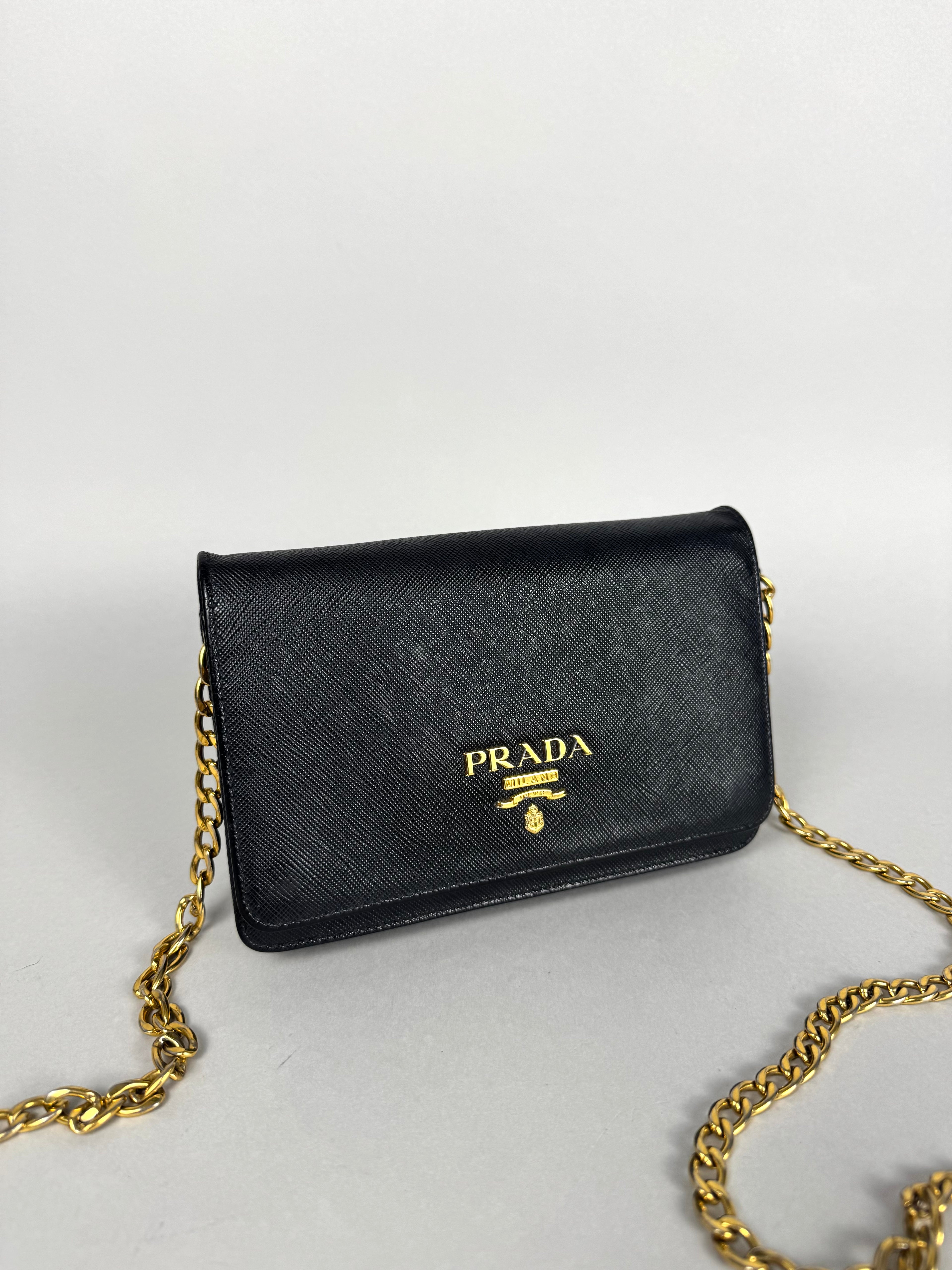 Prada Saffiano Chain Leather Black