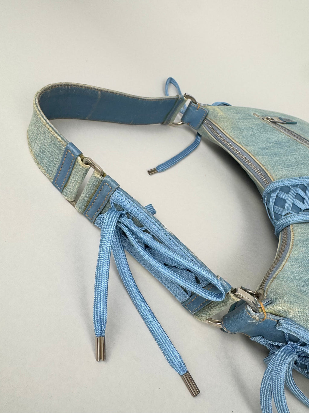 Christian Dior Denim Admit It Lace Up Corset Blue