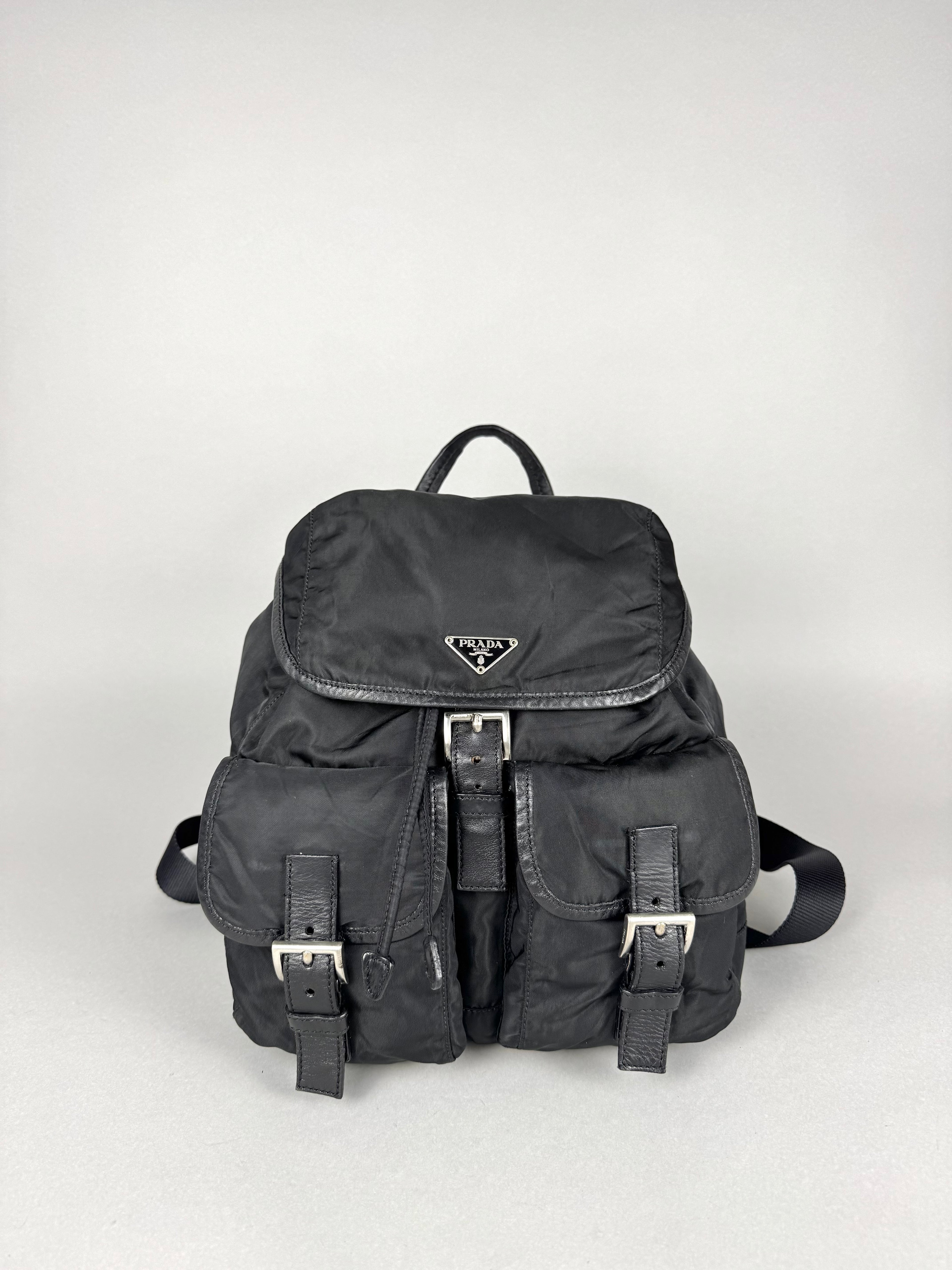 Prada Black Nylon and Leather Backpack