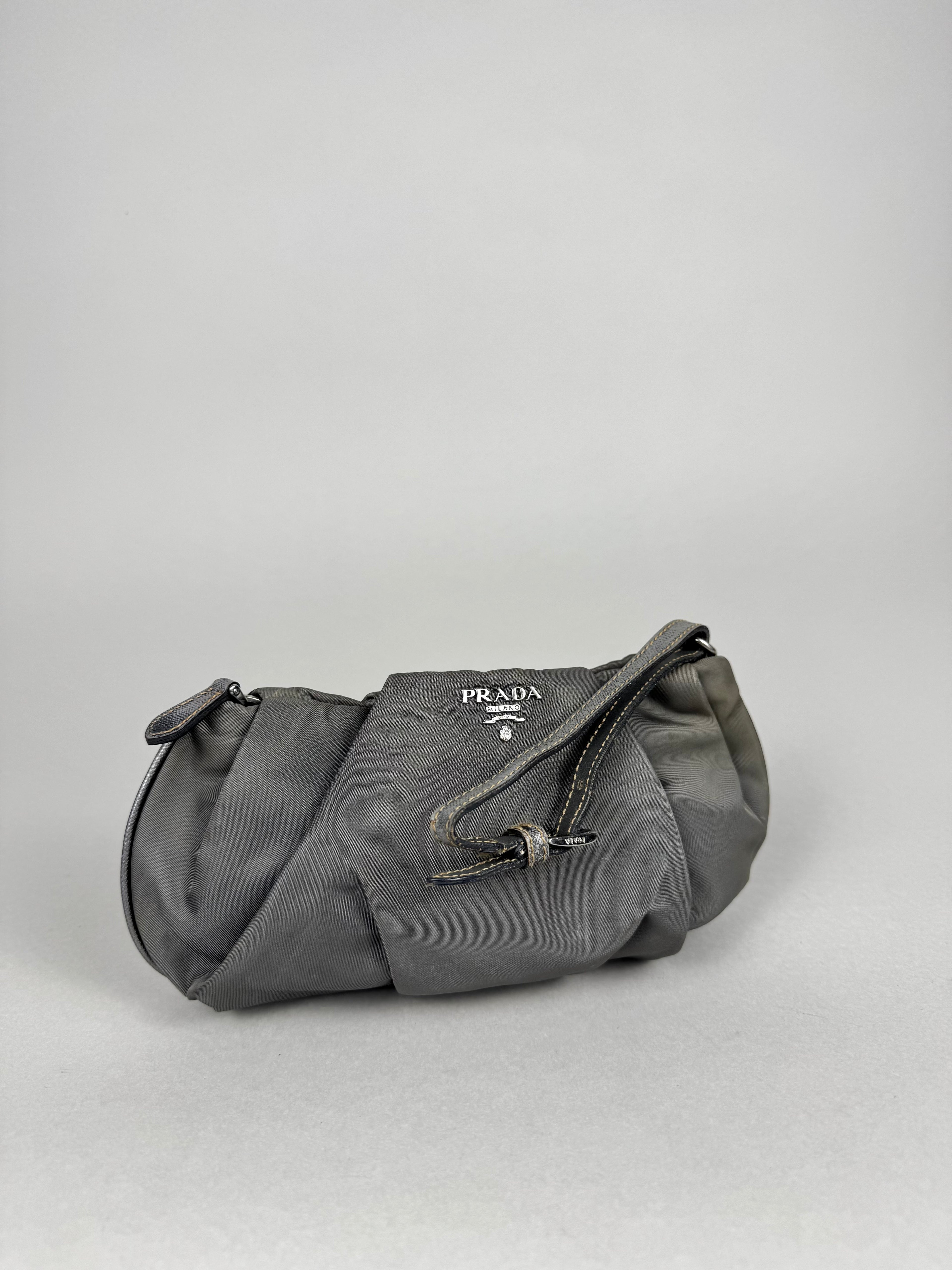 Prada Grey Nylon Clutch