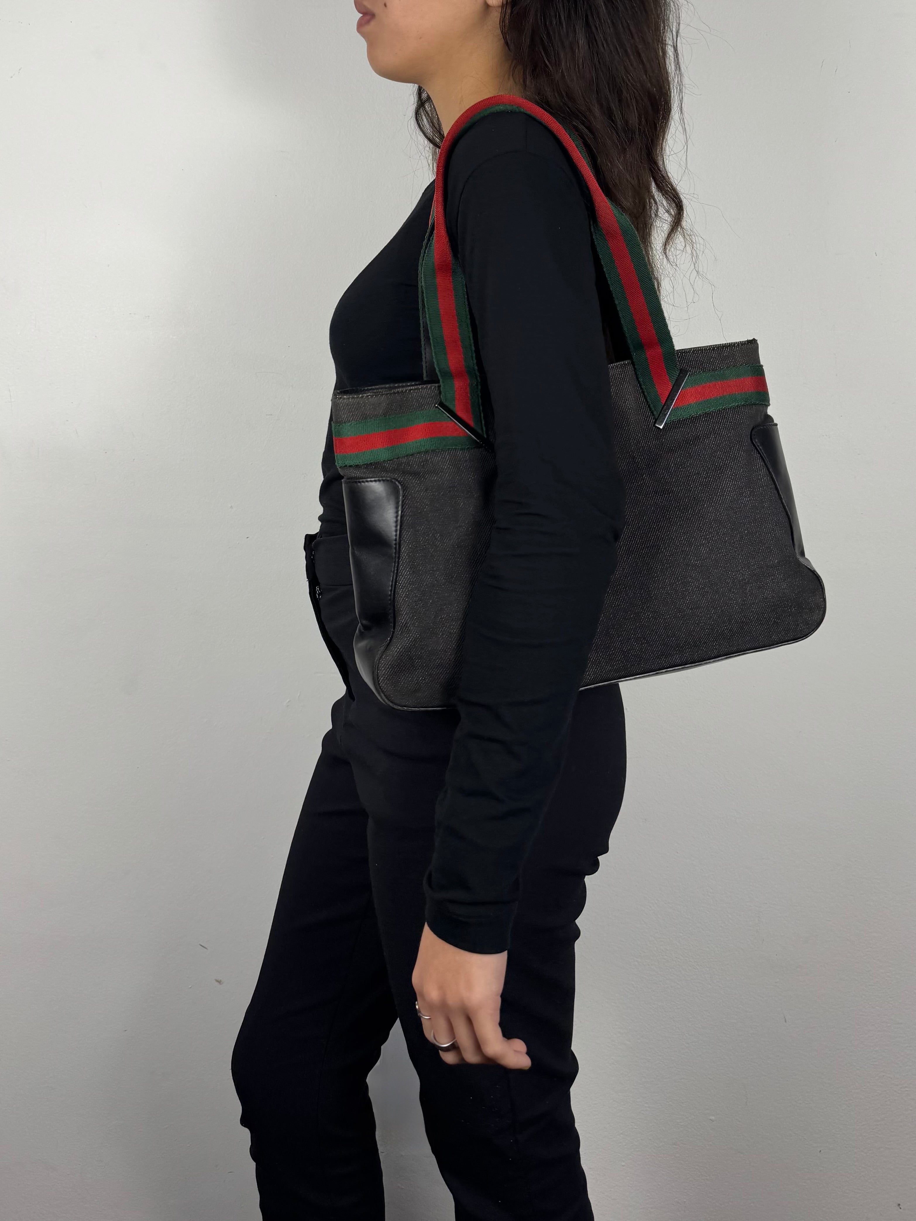 Gucci Denim Web Tote