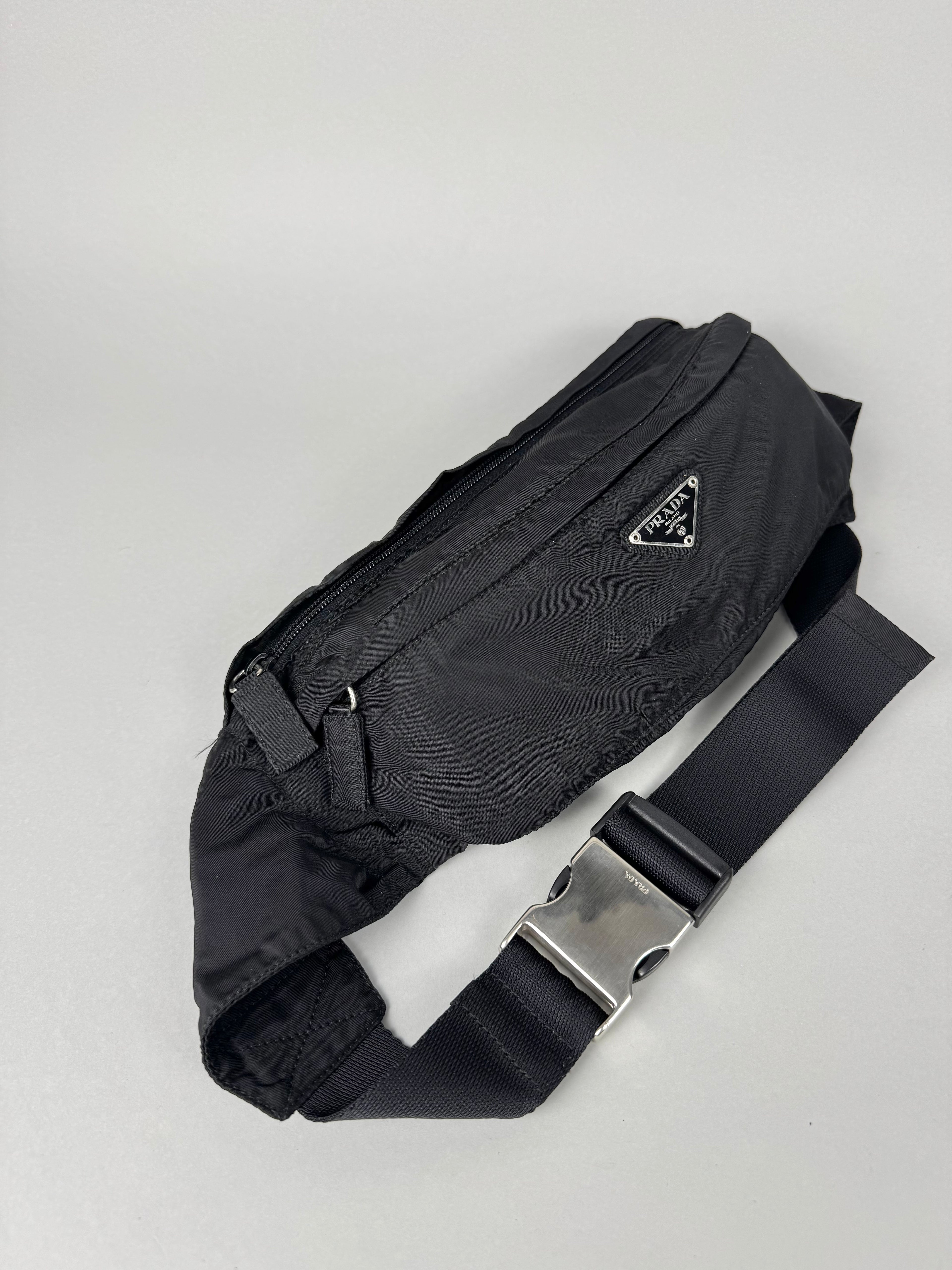 Prada Tessuto Black Nylon Pochete Belt Sling
