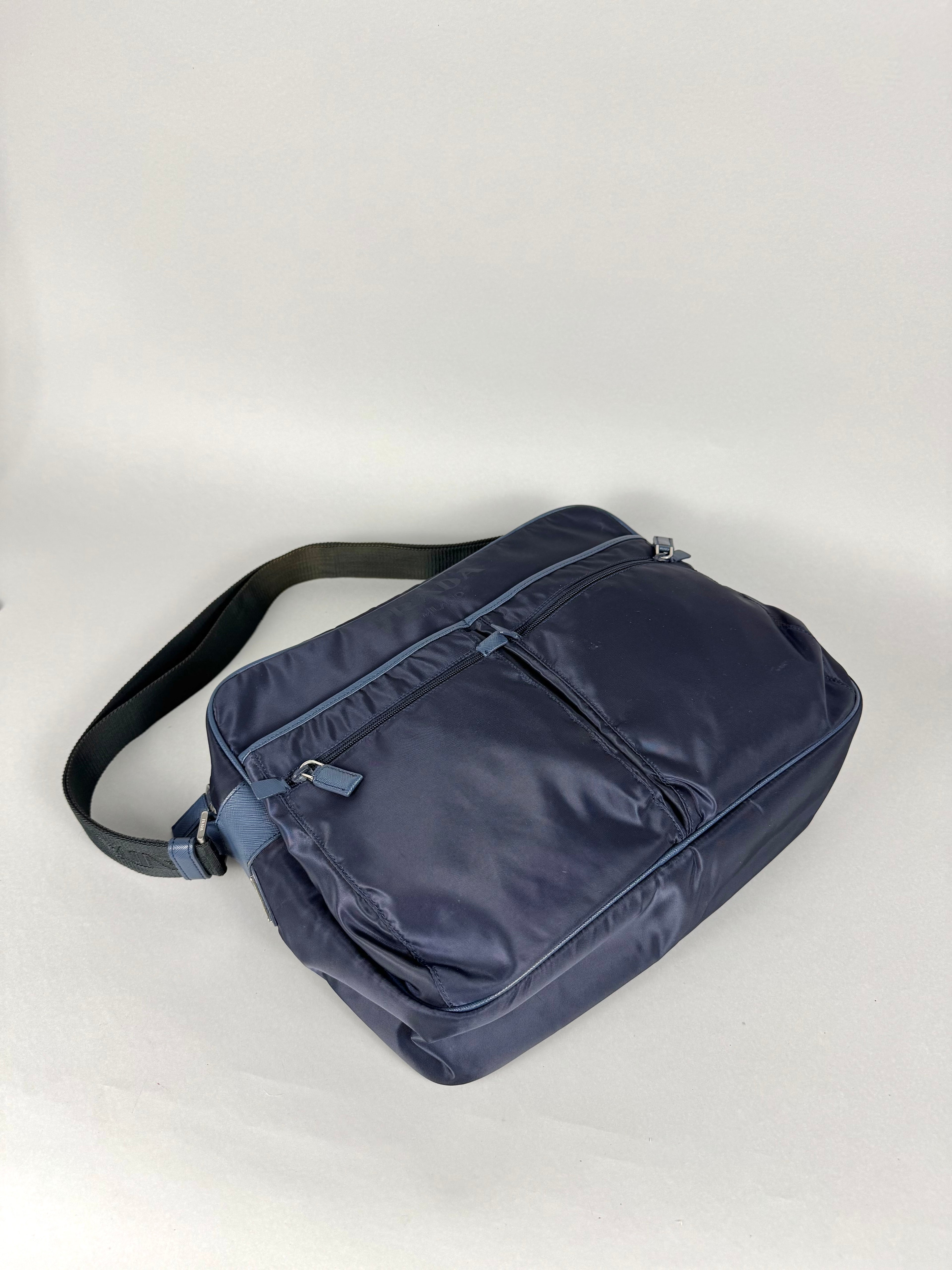 Prada Nylon Messenger Bag Navy