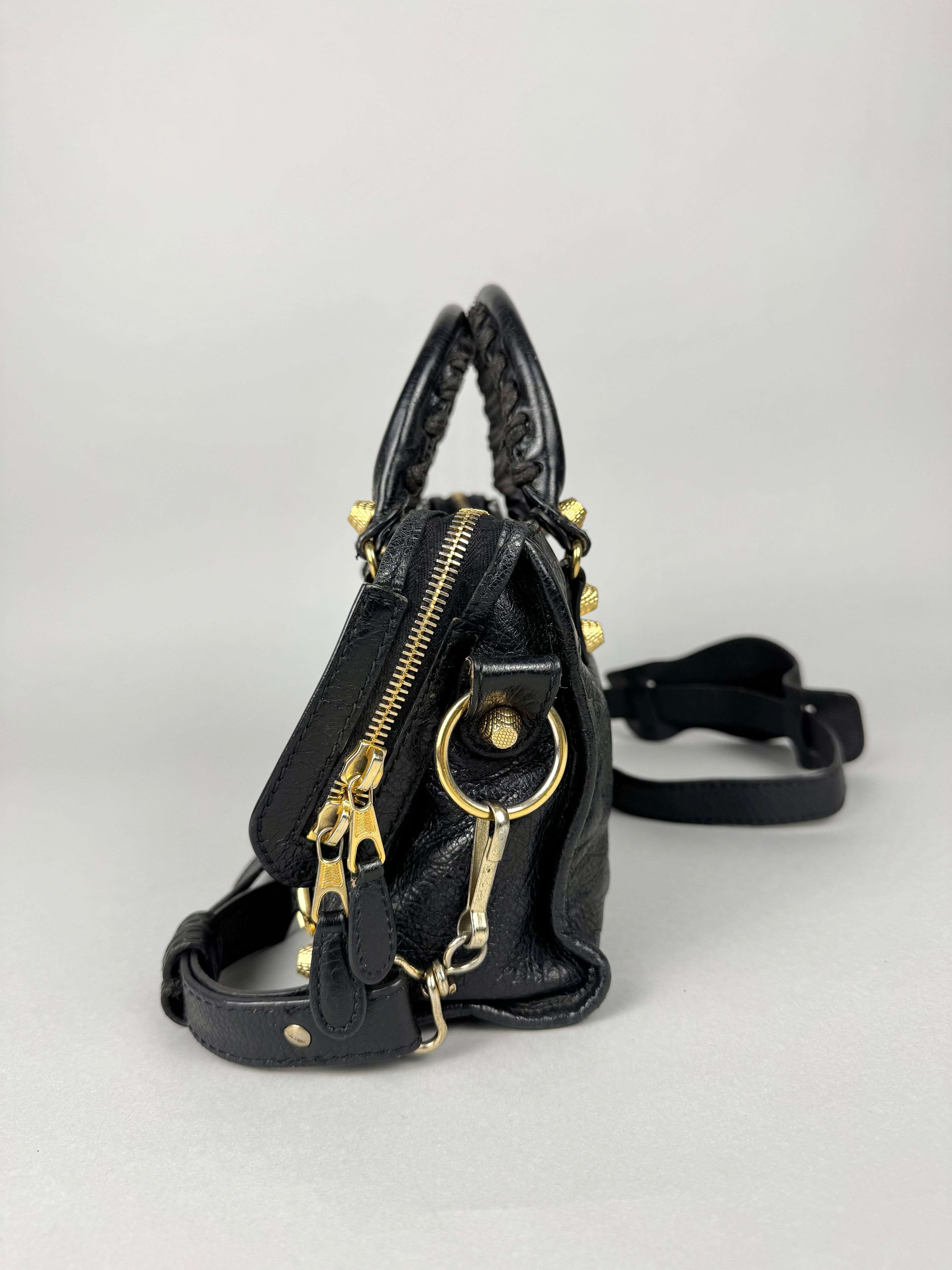 Balenciaga Agneau Mini City Black Leather