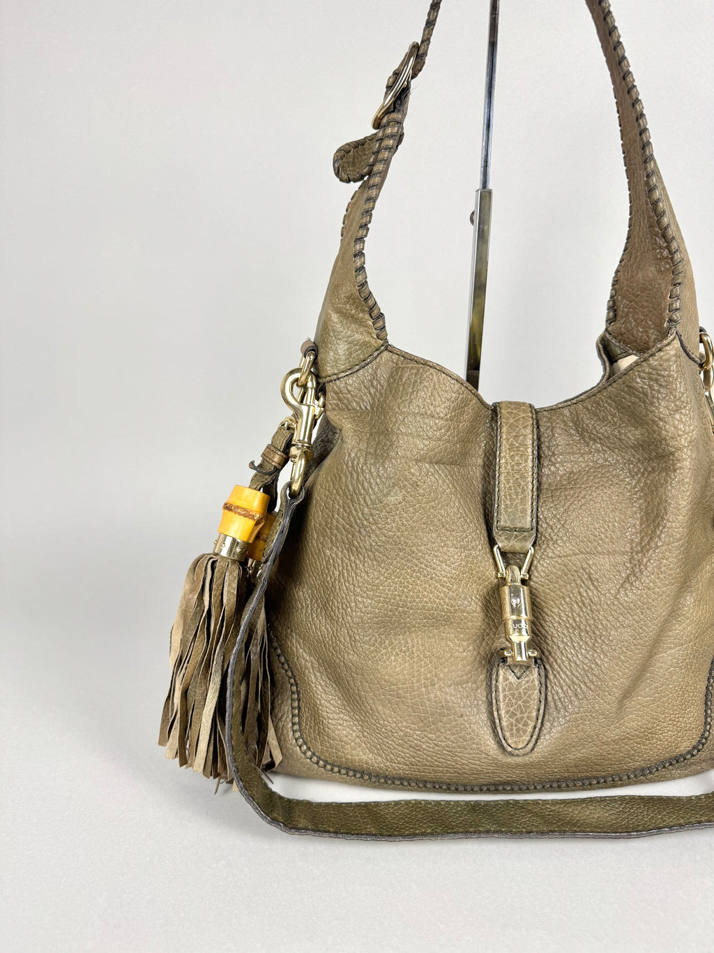 Gucci New Jackie Hobo Leather Taupe