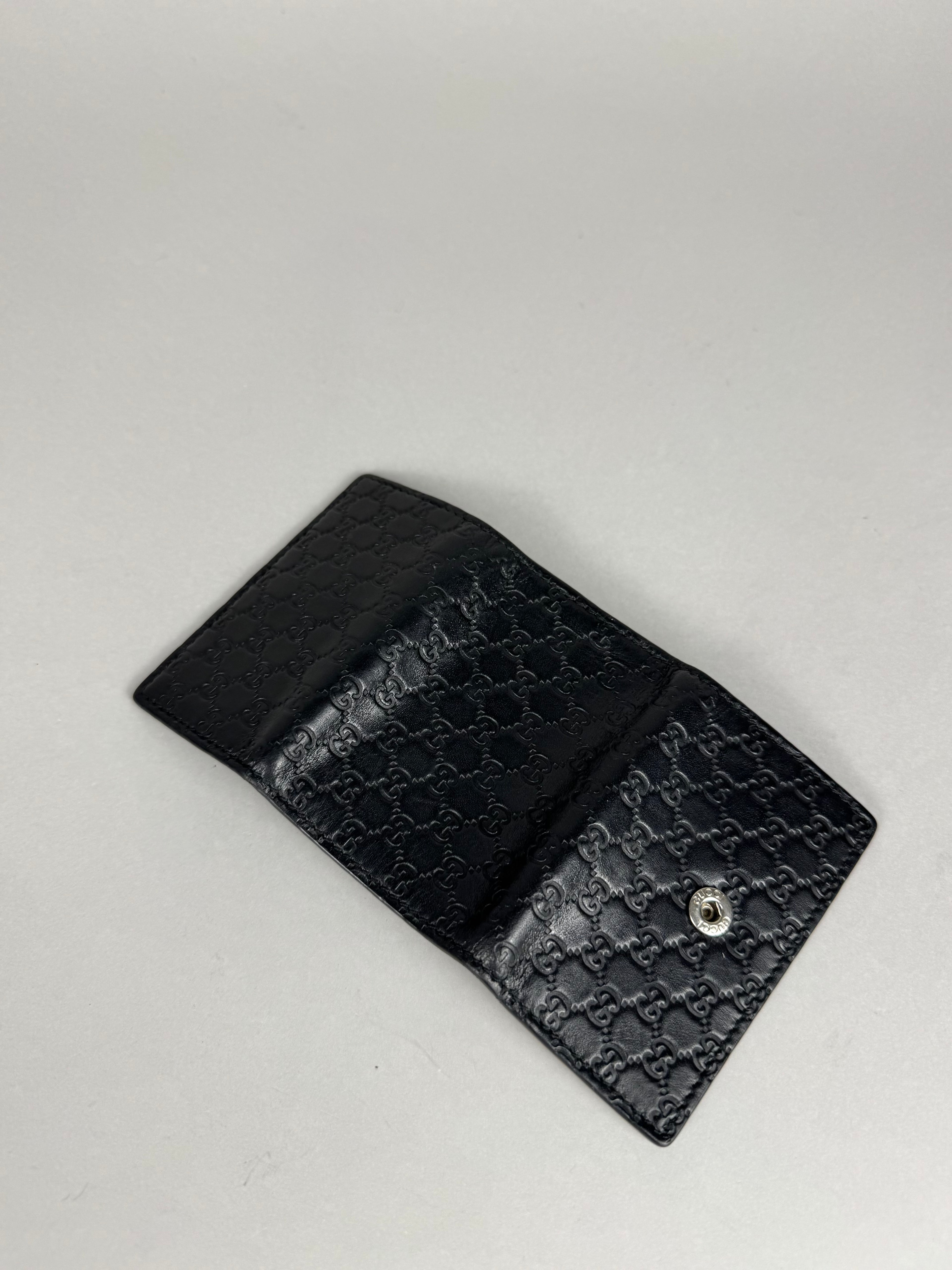 Gucci Embossed Monogram Black Leather Card/Key Holder